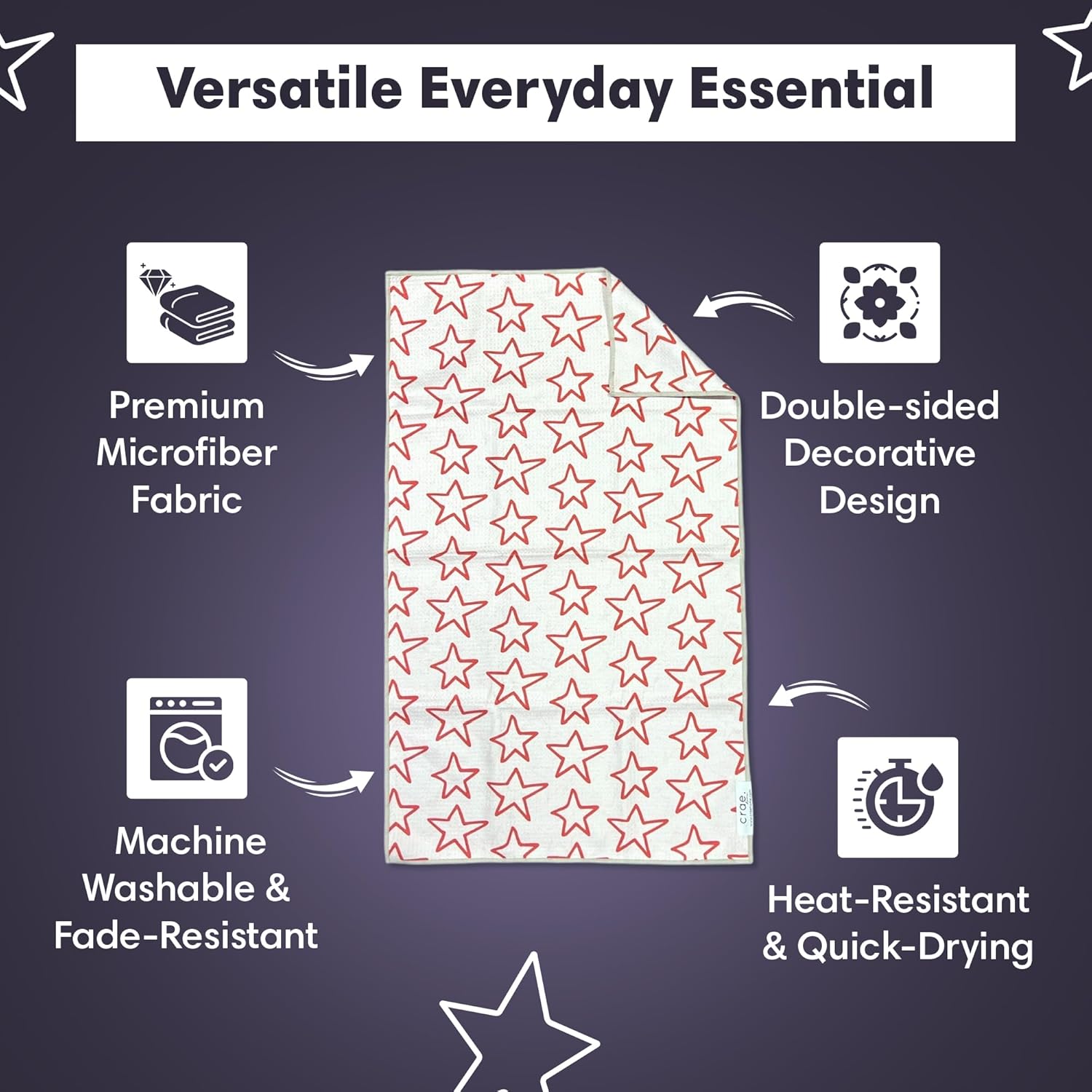 Microfiber Hand Towel & Washcloth Set of 2 - Double-Sided, Waffle Weave, Super Absorbent