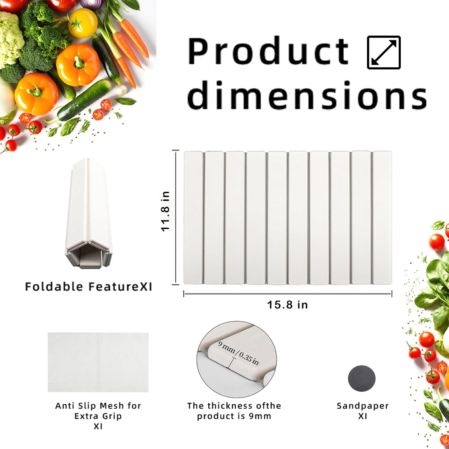 Stone Drying Mat for Kitchen Counter, Collapsible Dish Drying Mat, Fast Drying Diatomaceous Earth