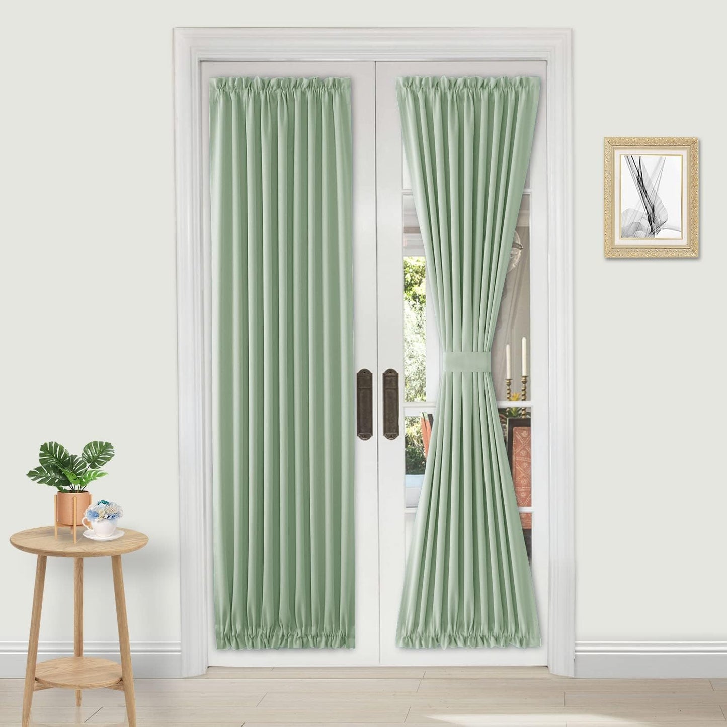 DWCN French Door Curtains – Rod Pocket Thermal Blackout Curtain for Doors with Glass Window