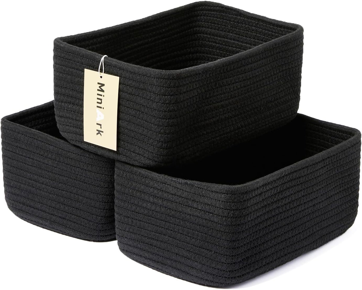 Small Storage Baskets for Organizing | Closet Organizer Bins | Shelf Toy Basket | Woven Rope