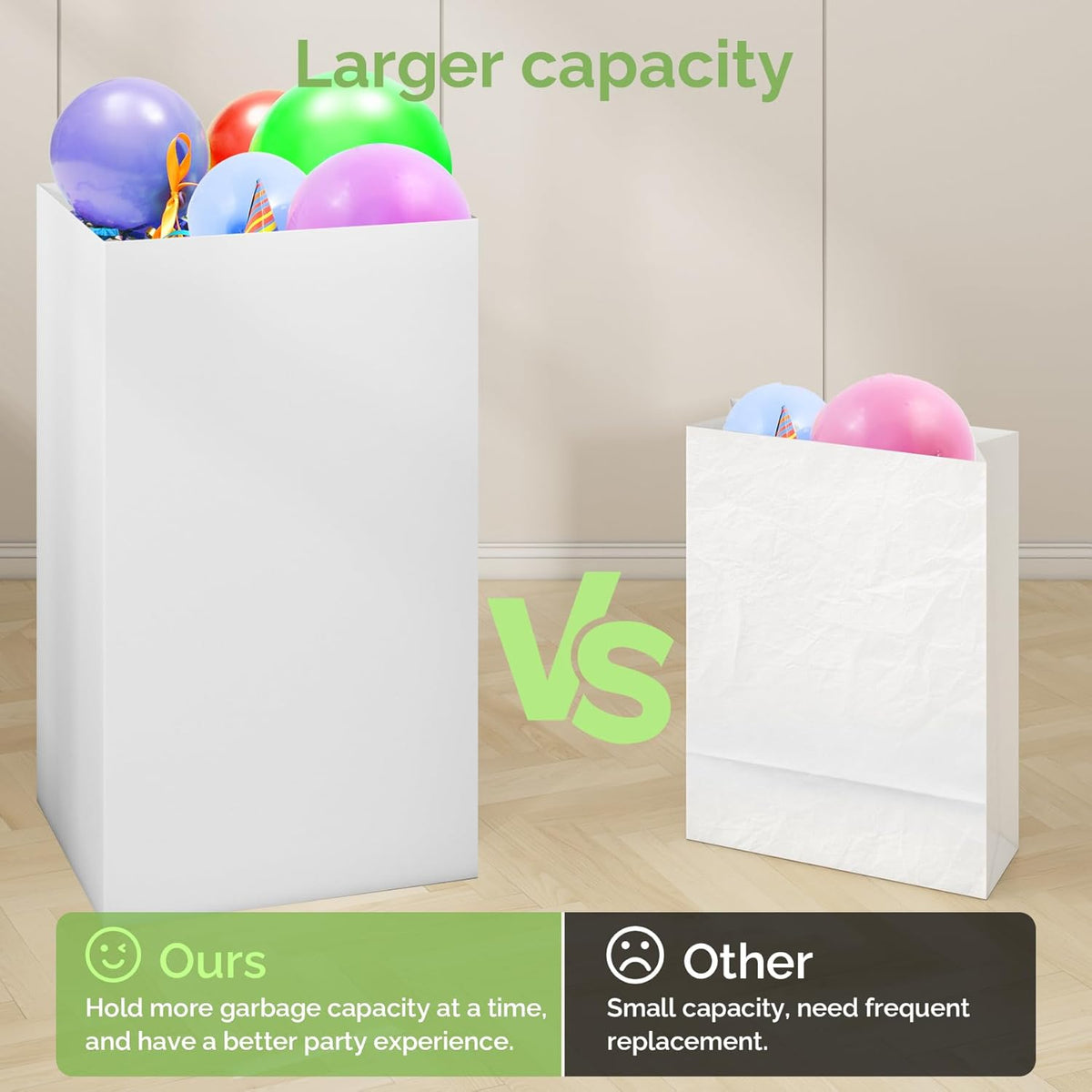 4 Pack Extra Large Disposable Trash Cans, Reusable Portable Garbage Can, 30 Gallon (30" H x 14" W x