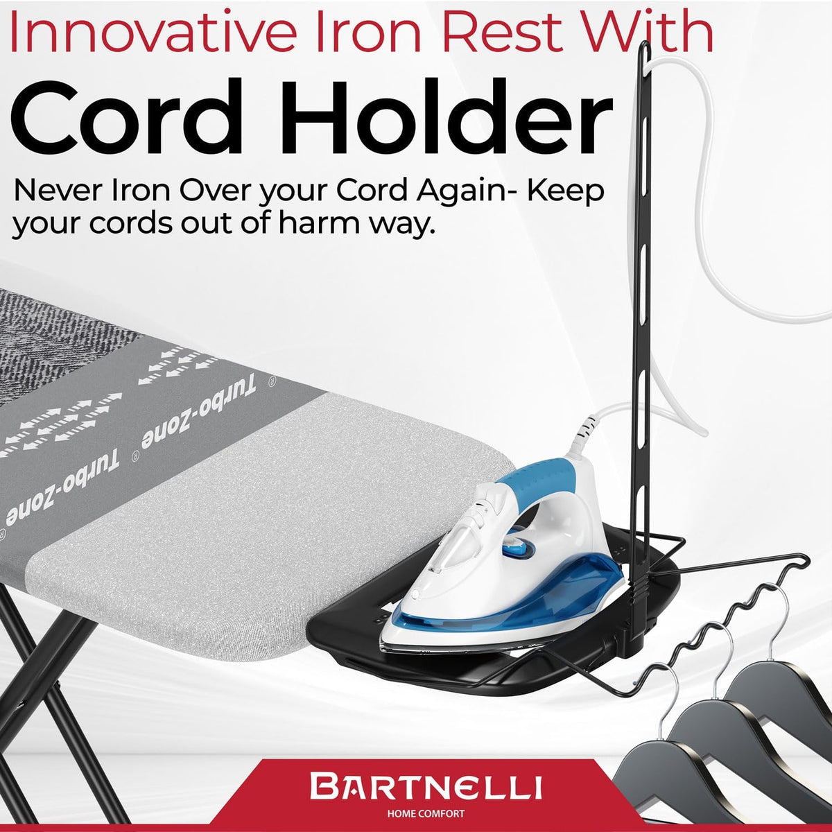 Bartnelli Heavy Duty Ironing Board 48x15 | Designed & Made in Europe with Patent Technology, Turbo
