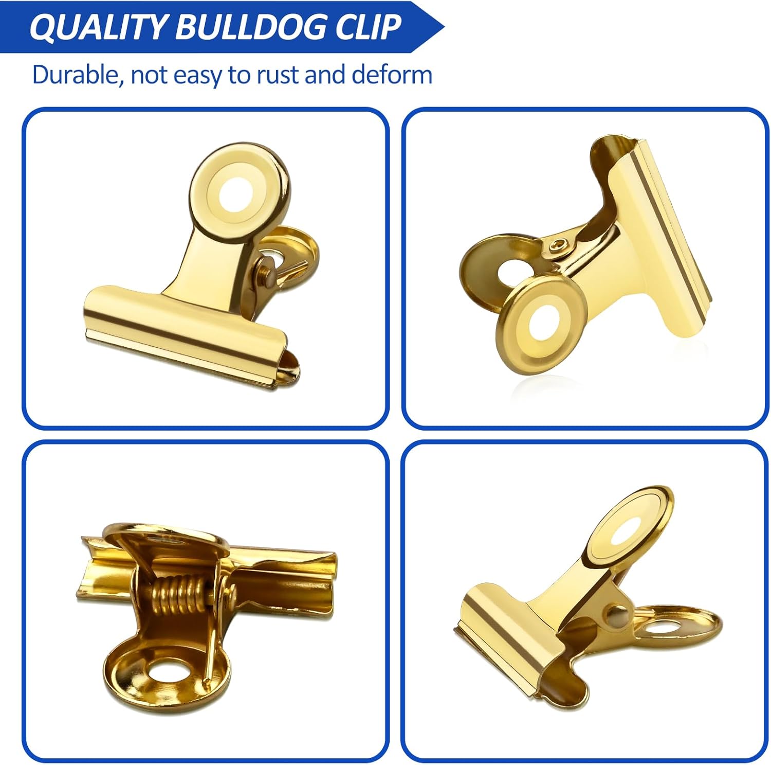 30 Pack Small Bull Clips 0.87 Inch Mini Metal Hinge Clips Binder Paper Hinge Clip for Office, Home