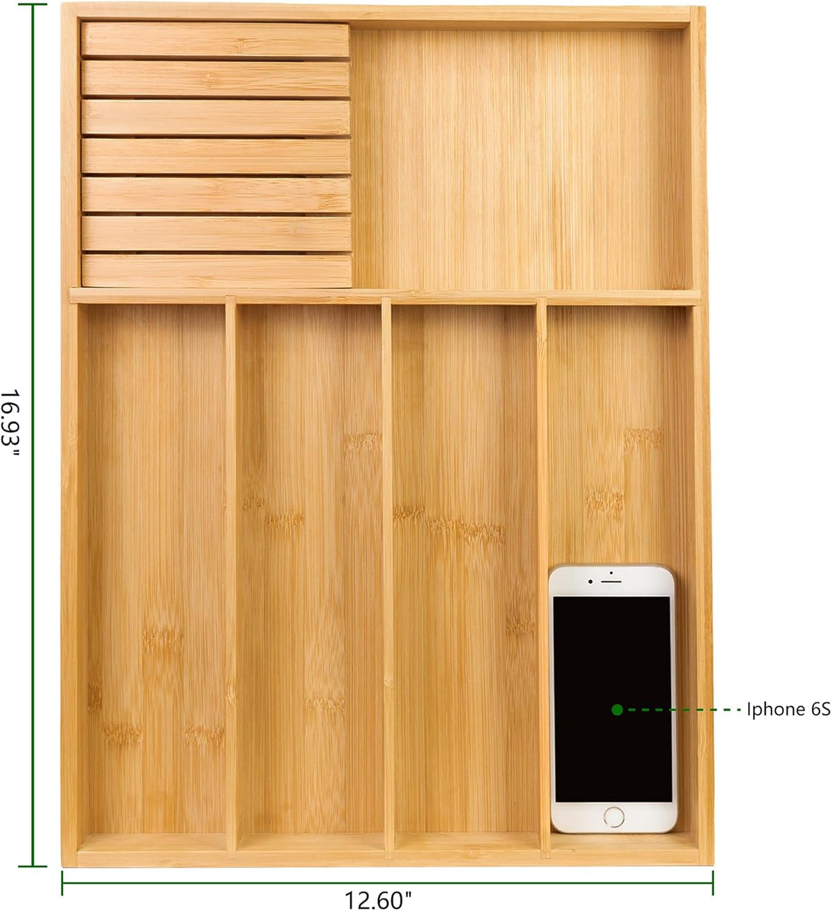 VaeFae Bamboo Silverware Organizer (Non-expandable), Utensil Holder for Drawer, Wooden Cutlery Tray
