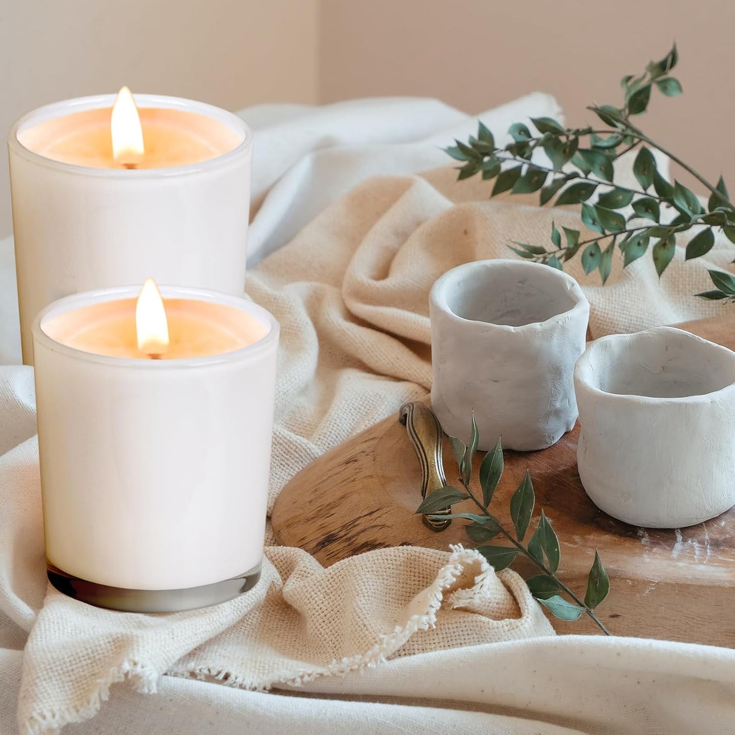 Thick Candle Jars for Making Candles 12 Pcs, 14 OZ Empty Jars with Wood Lids for Candle Making
