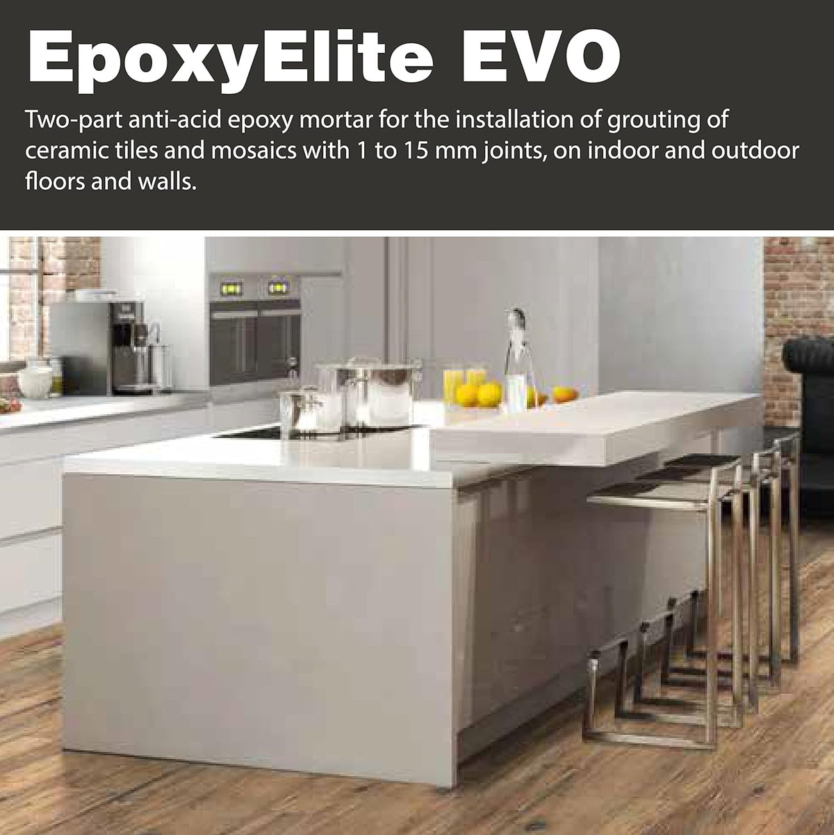 Tile Doctor EpoxyElite EVO 11 lbs./5 kg. Bucket of Litokol Black 2 Epoxy Tile Grout TMPEEEVO004
