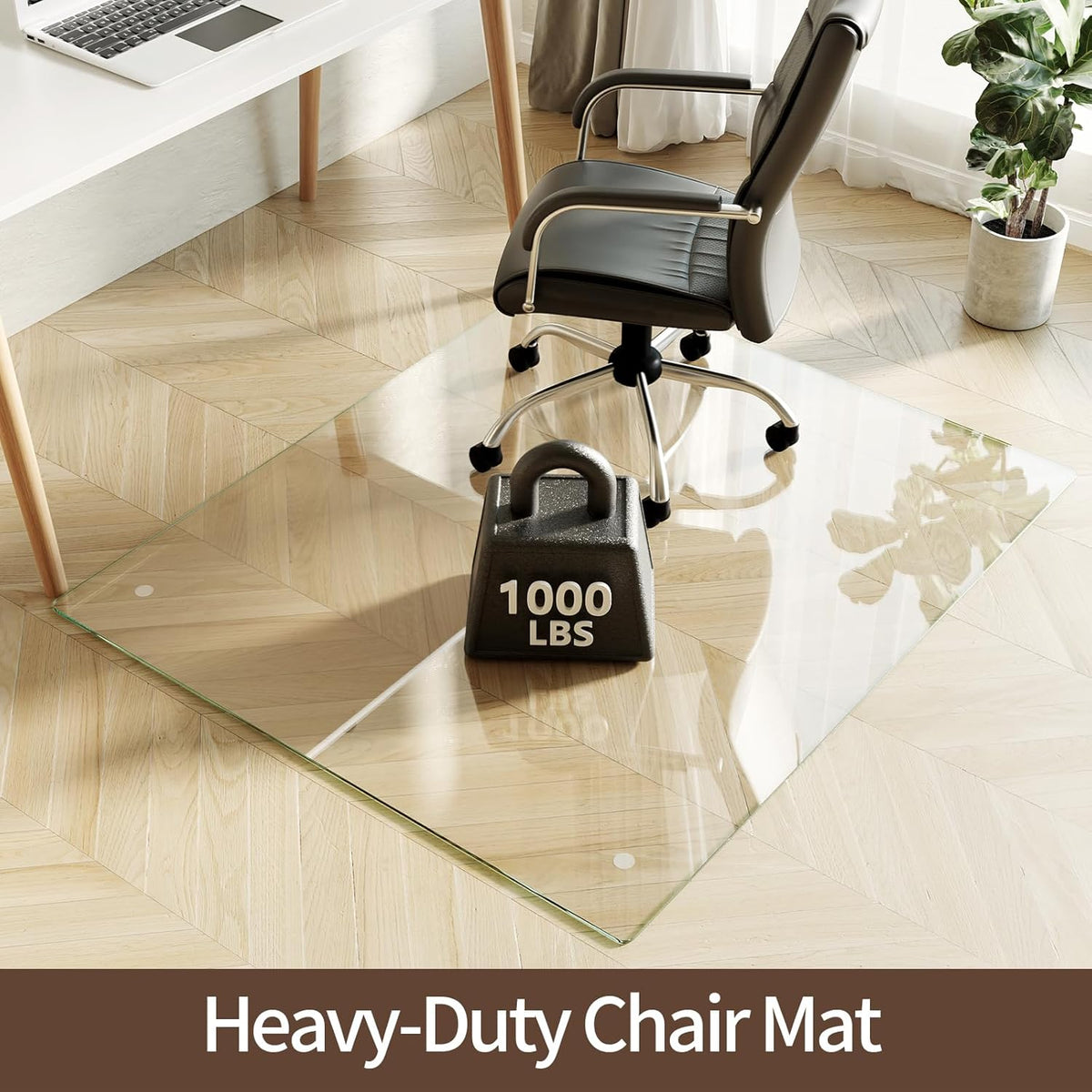 Koonmi Tempered Glass Chair Mat 45"x53" - Premium Office Chair Mat for Hardwood Floors & Low-Pile