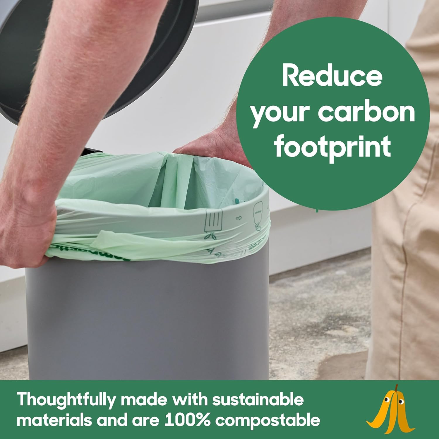 Compostic Home Compostable Trash Bags, 13 Gallon Tall Kitchen Rubbish Bags (23” x 29”), Extra
