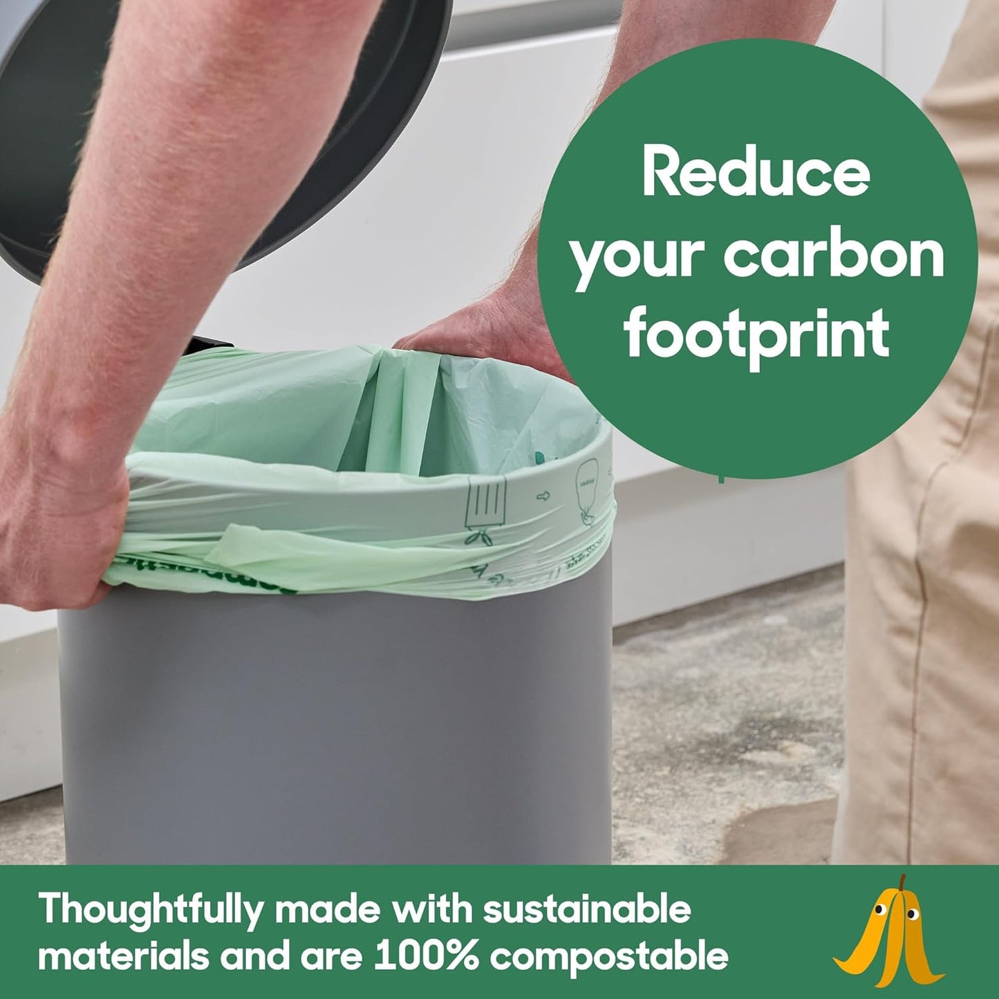 Compostic Home Compostable Trash Bags, 13 Gallon Tall Kitchen Rubbish Bags (23” x 29”), Extra