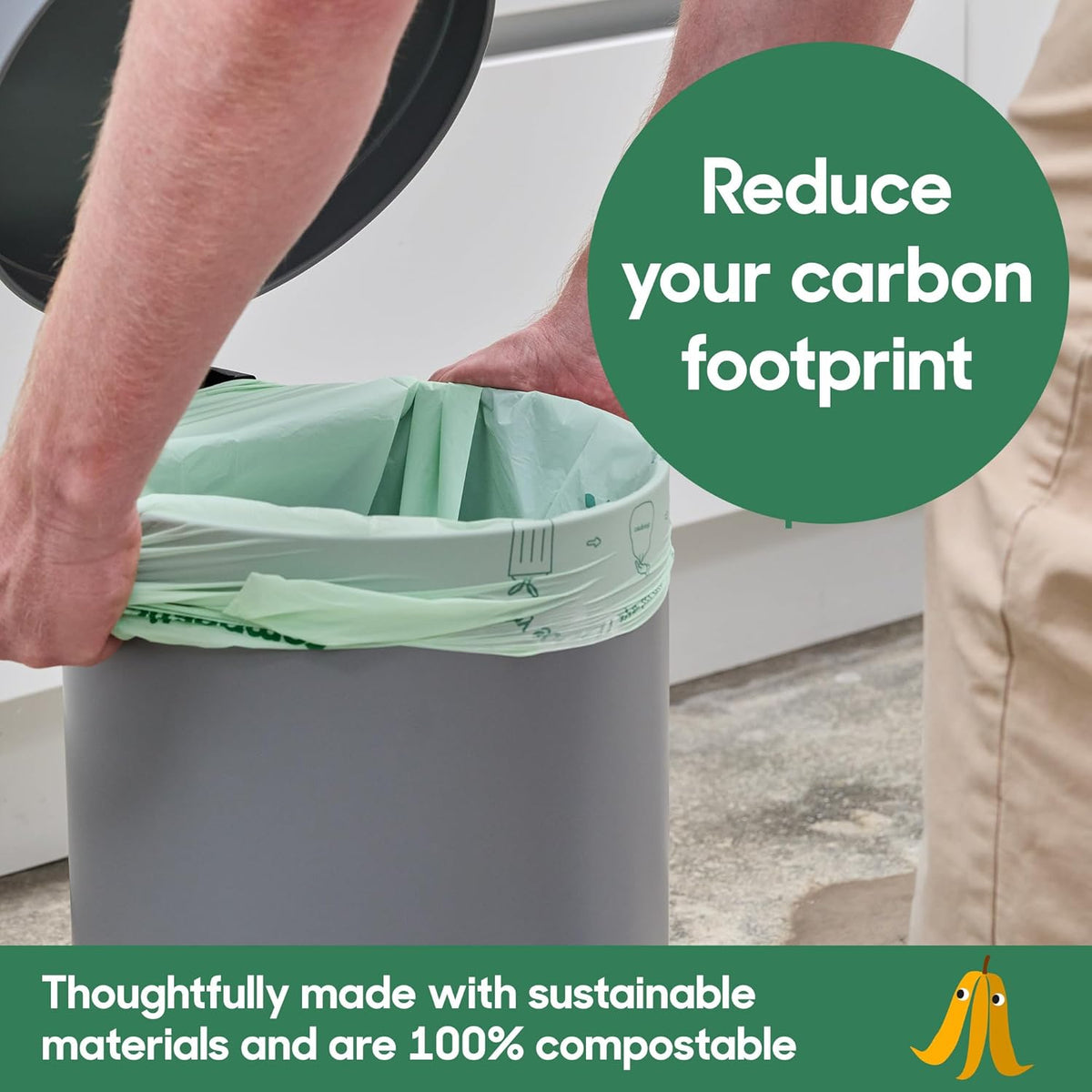 Compostic Home Compostable Trash Bags, 13 Gallon Tall Kitchen Rubbish Bags (23” x 29”), Extra