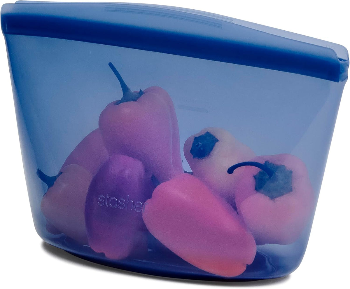 Stasher Premium Silicone Reusable Food Storage Bowl, Deep Ocean, Microwave, Sous Vide, Dishwasher