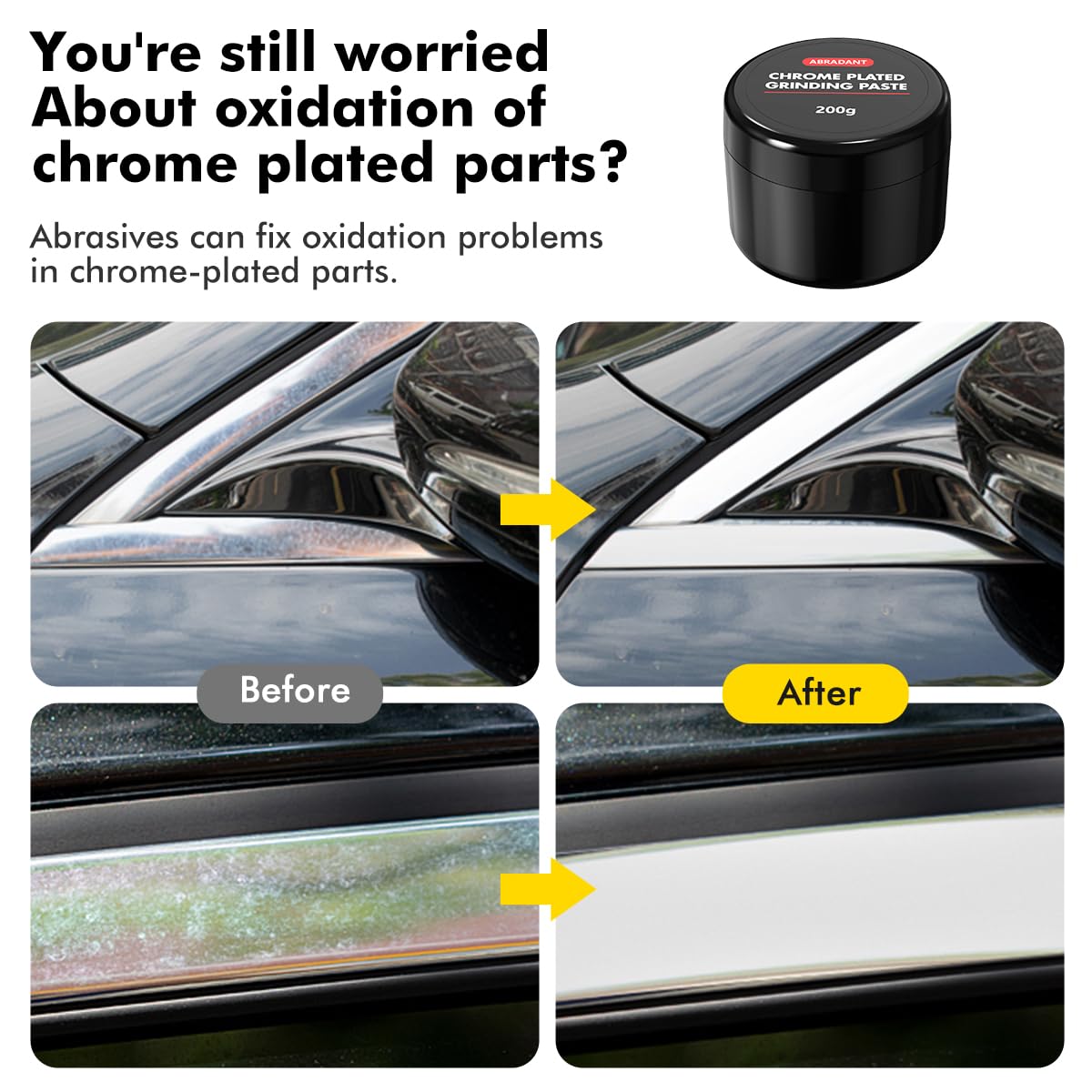 Metal Polish Restorer and Protectant, Chrome Cleaner and Polish for Cars, Removes Oxidation and