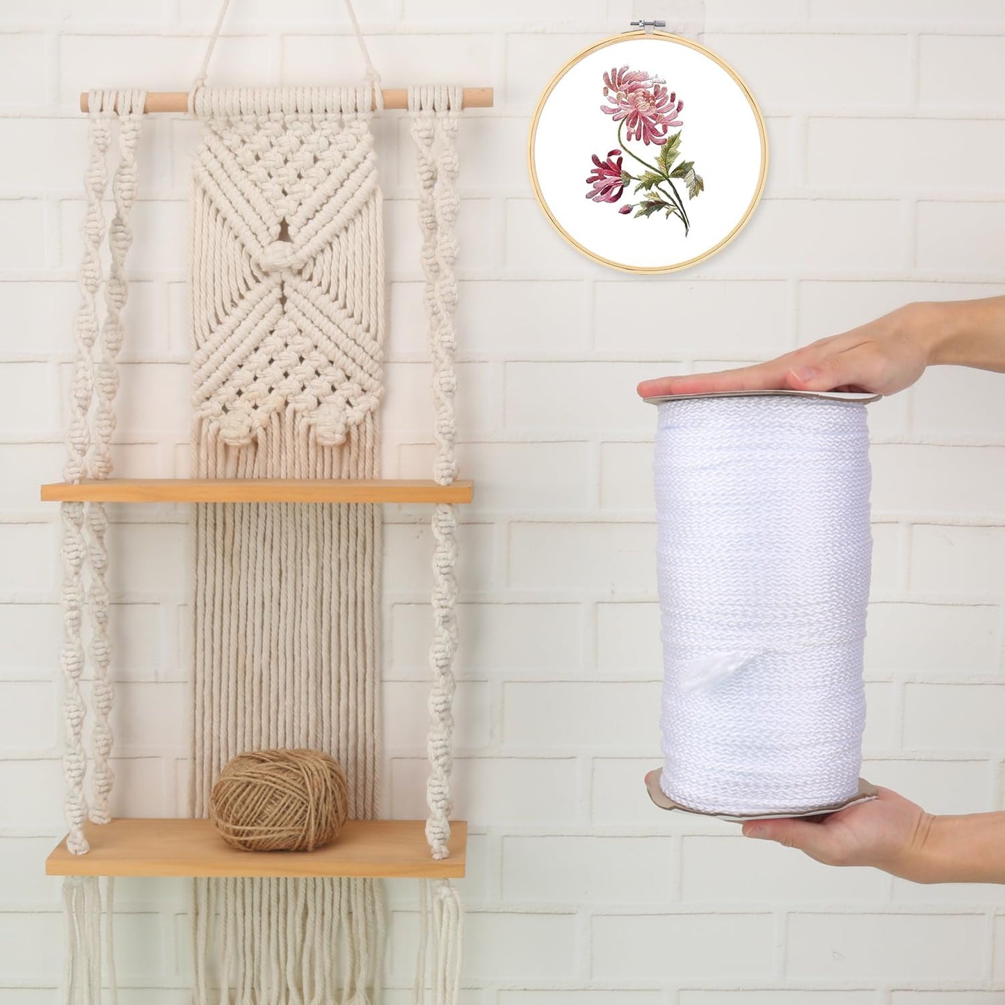1/4 Inch White Polyester Rope - 500 Foot White Low Stretch Polyester Rope for Hiking, Kayaking