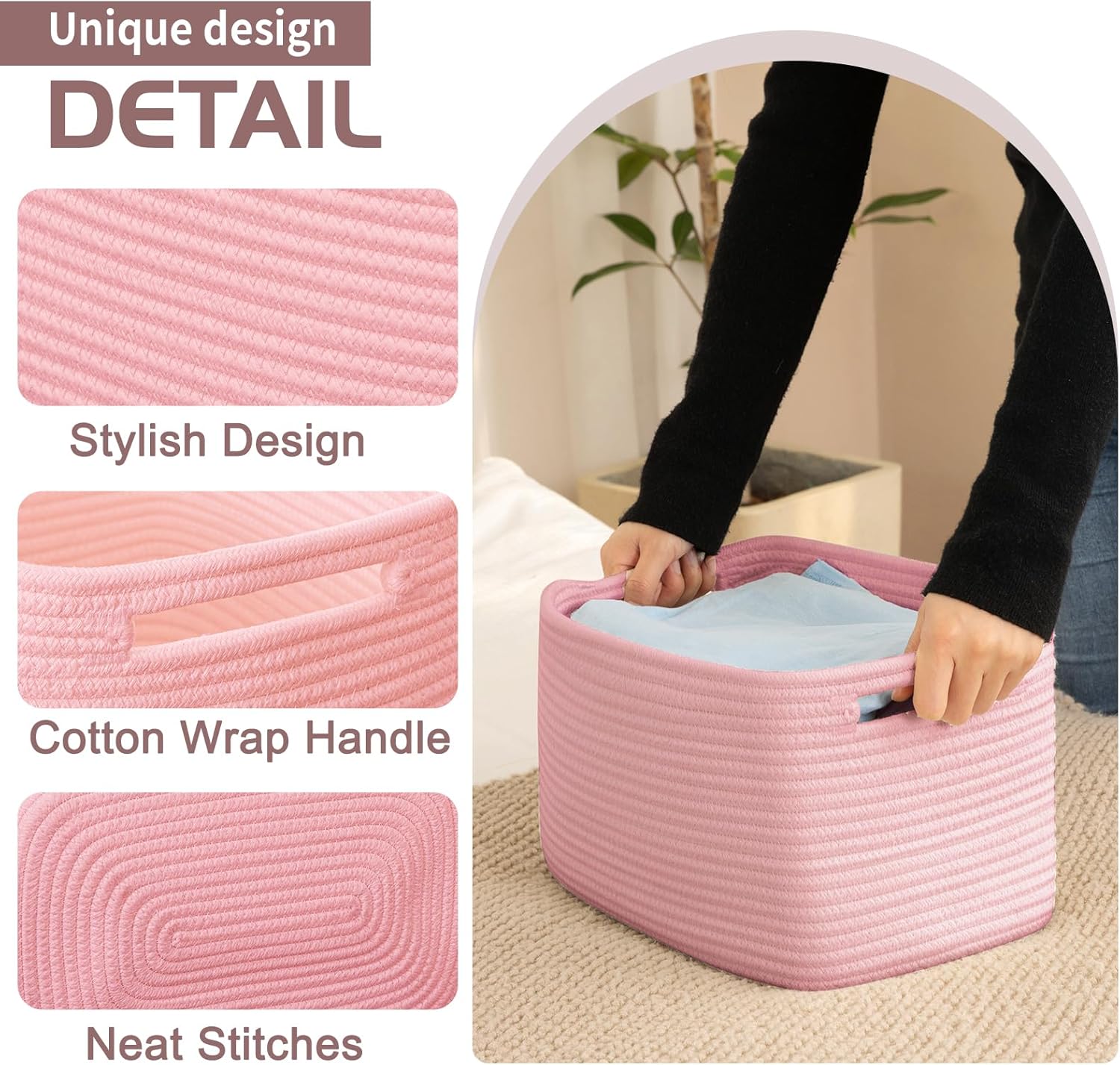 OIAHOMY 4 Pack Storage Baskets for Organizing, Cube Storage Bins for Shelves, Rectangle Storage