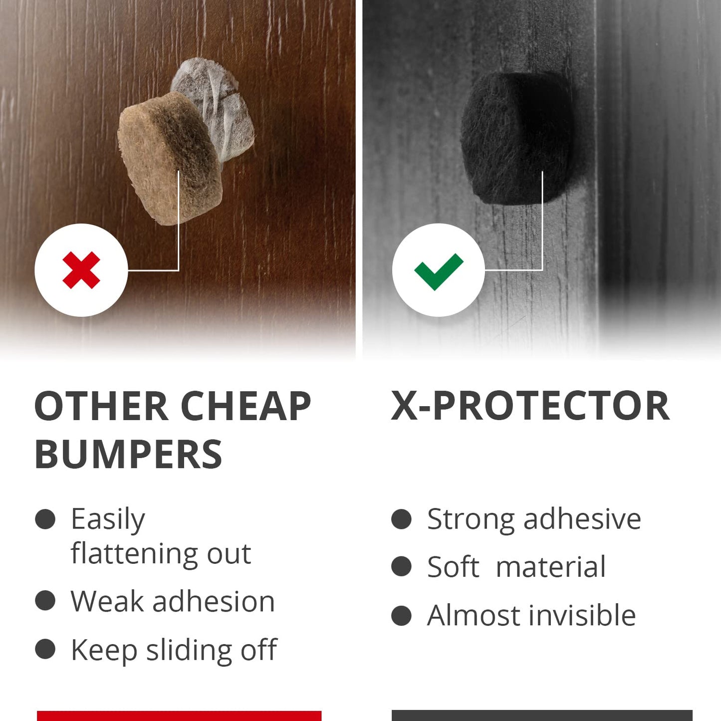 Cabinet Door Bumpers X-Protector 100 PCS – Small Felt Pads 3/8” – Ideal Black Felt Bumpers