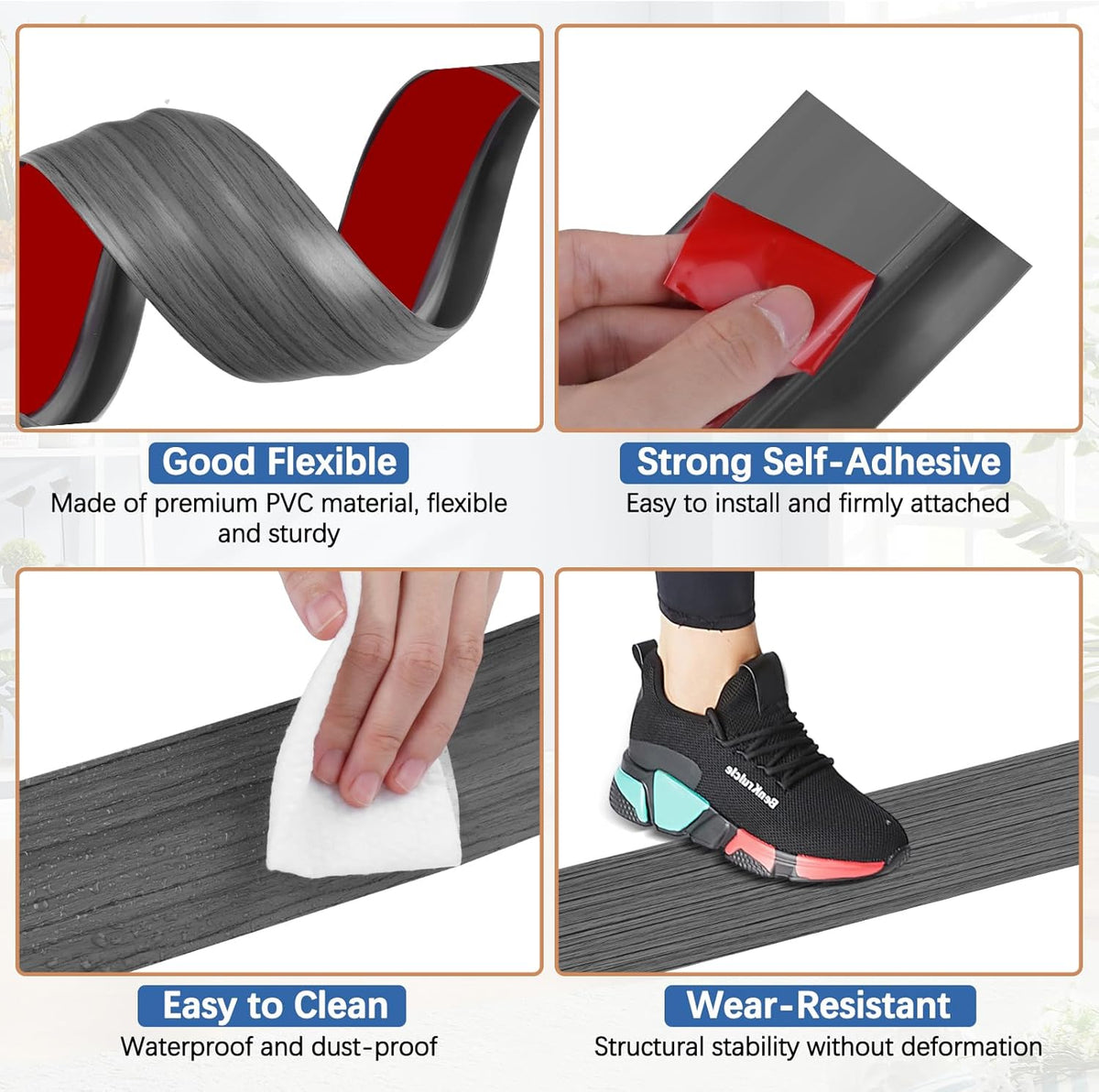 Vinyl Door Threshold Flooring Transition Strip Self Adhesive Carpet Edging Strip for Laminate