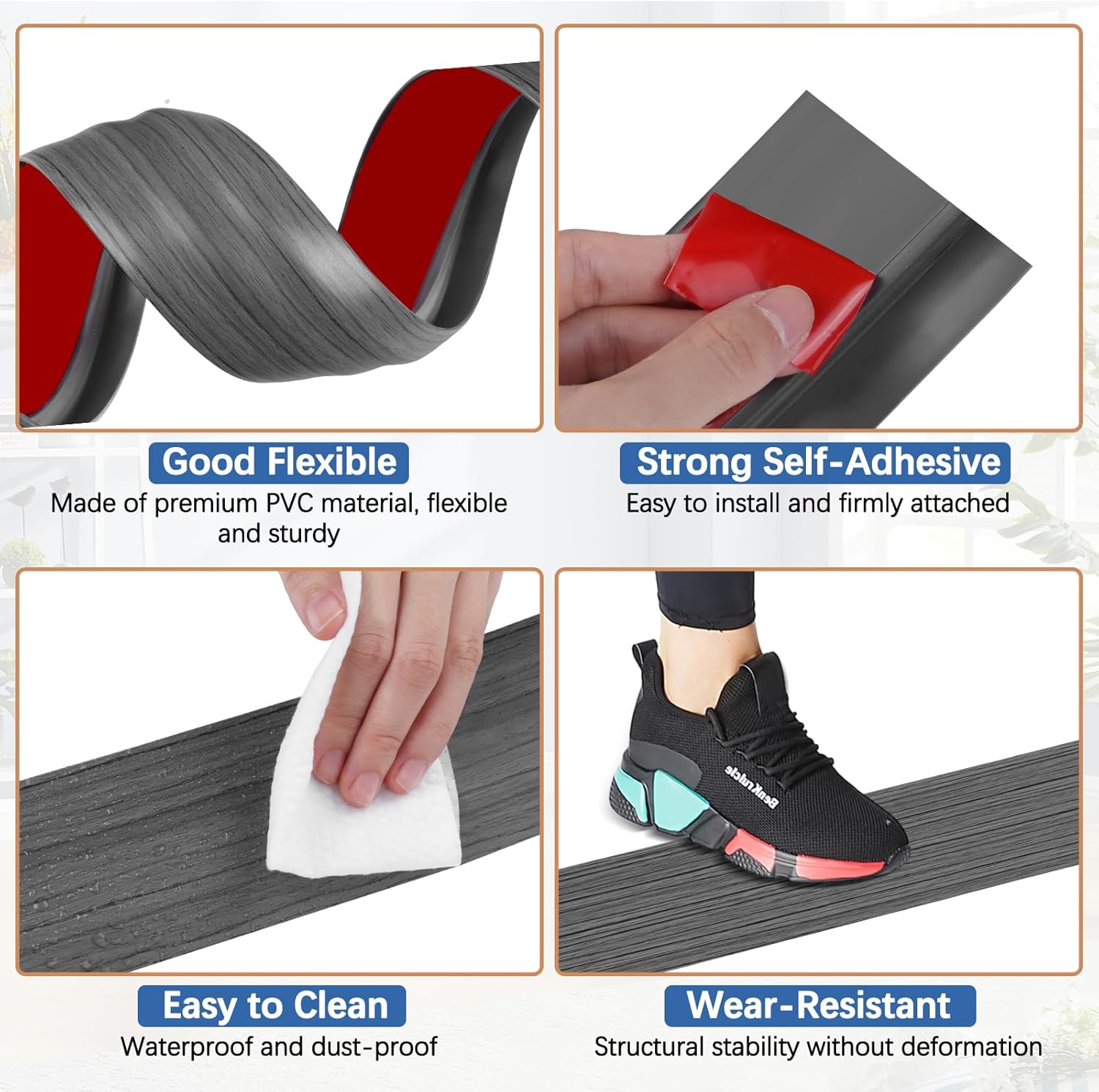 Vinyl Door Threshold Flooring Transition Strip Self Adhesive Carpet Edging Strip for Laminate