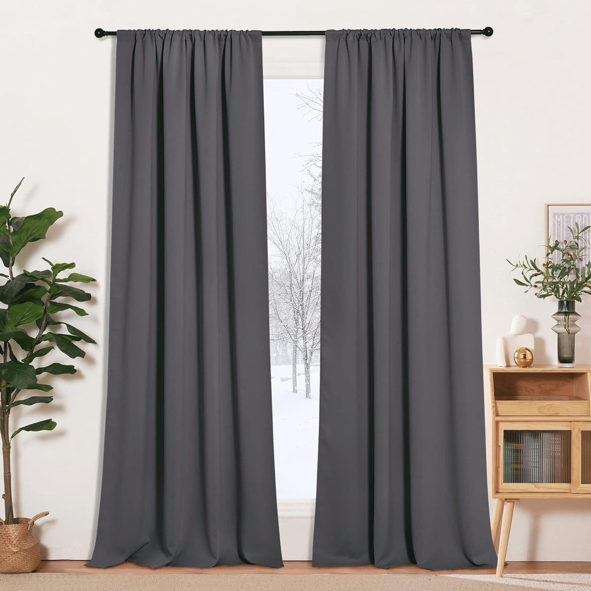 RYB HOME Blackout Curtains for Living Room, Large Window Shades for Bay Window Dining Parlor