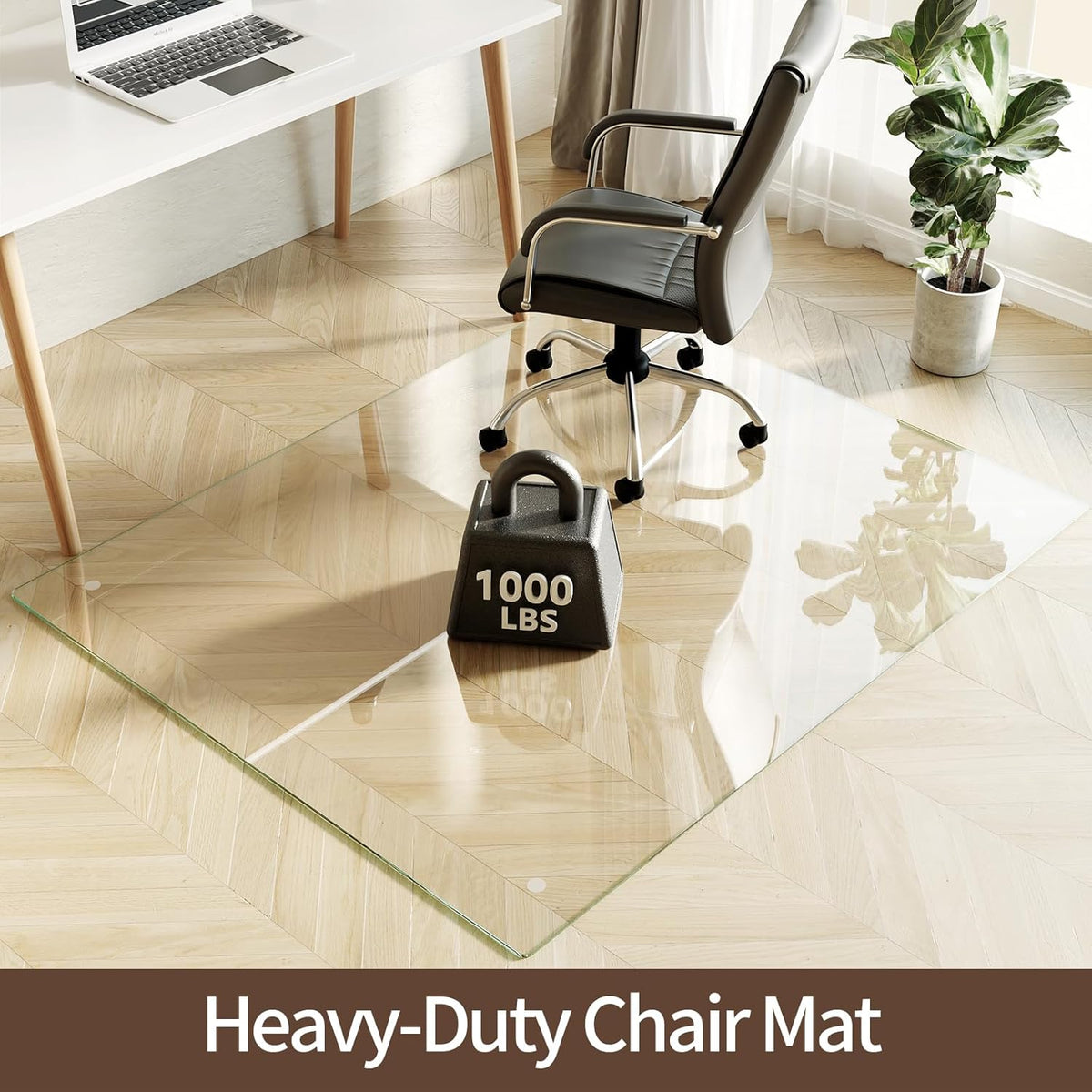 Koonmi Tempered Glass Chair Mat 51"x63" - Premium Office Chair Mat for Hardwood Floors & Low-Pile