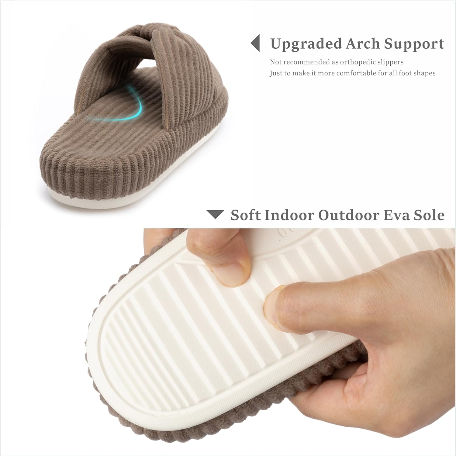 Chantomoo Slippers for Women Memory Foam House Bedroom Corduroy Bow Crossbands Slide Slipper Shoes