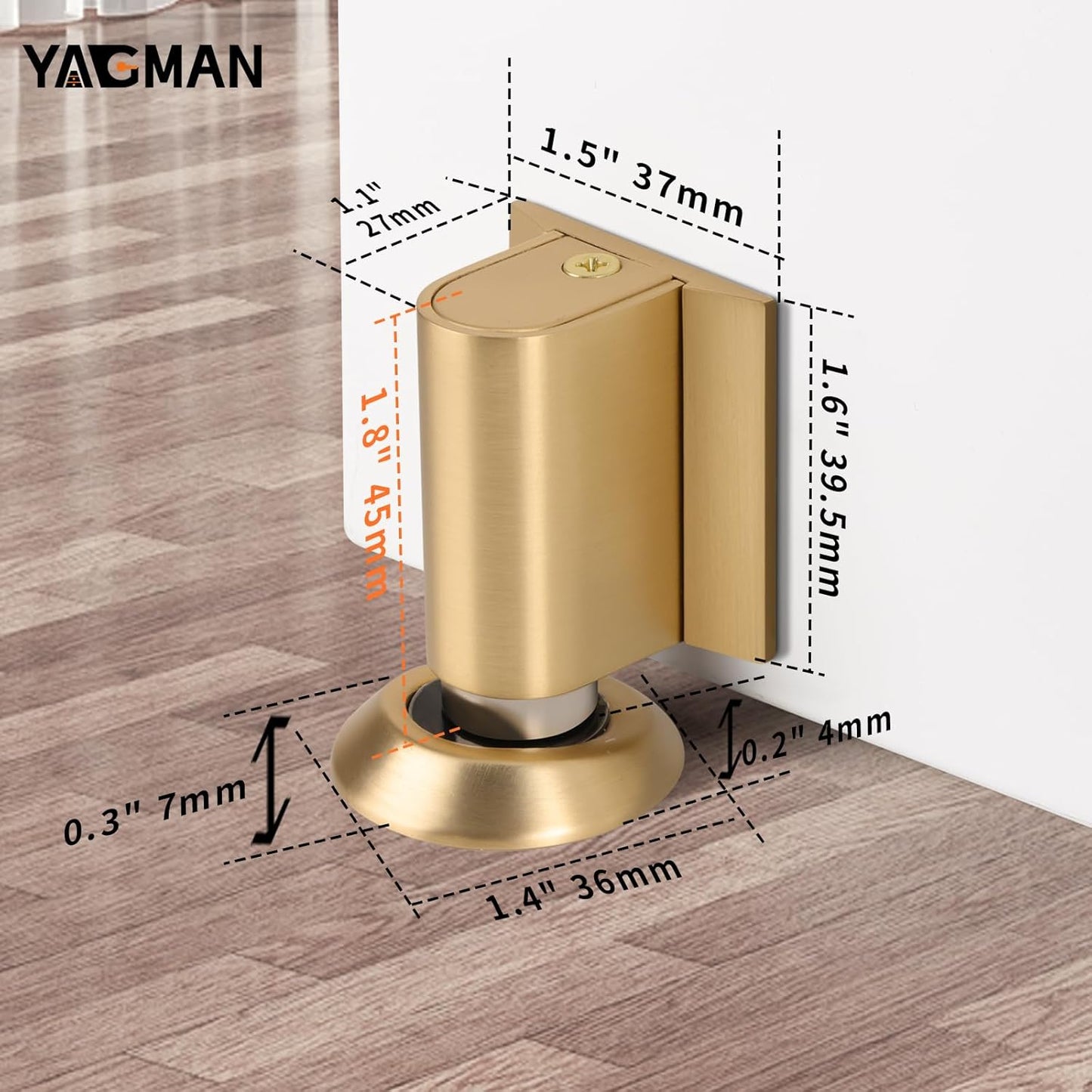 1 Pack Magnetic Door Stoppers Retractable Bottom of Door Holder No Drilling Mount Floor Door Stop