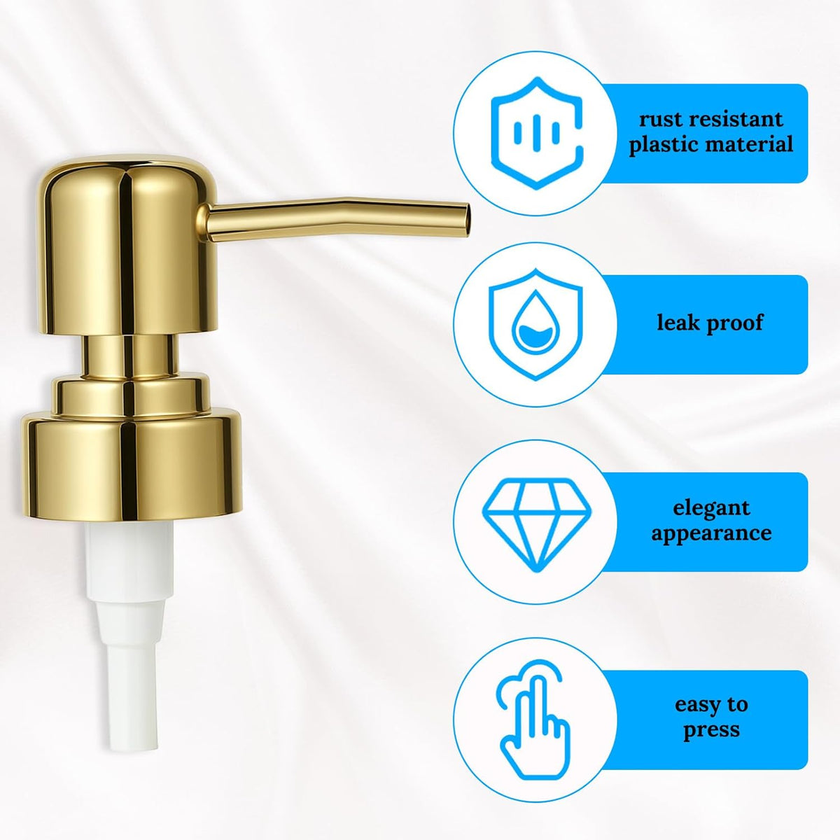 2 Pack Gold Soap Dispenser Pump Replacement Top Dispenser Pumps Refill Dispensers Liquid Hand Soap
