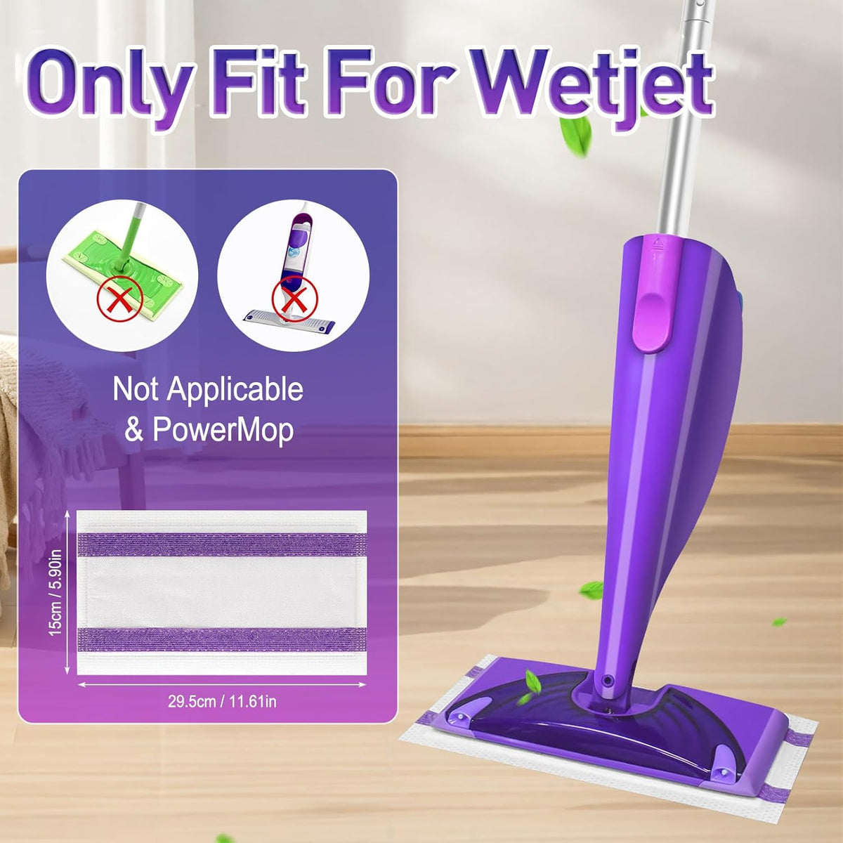 60Pack Mopping Pad Refill for Wetjet Mop Compatible with Wet Pads Refill Replacement for Wet Jet