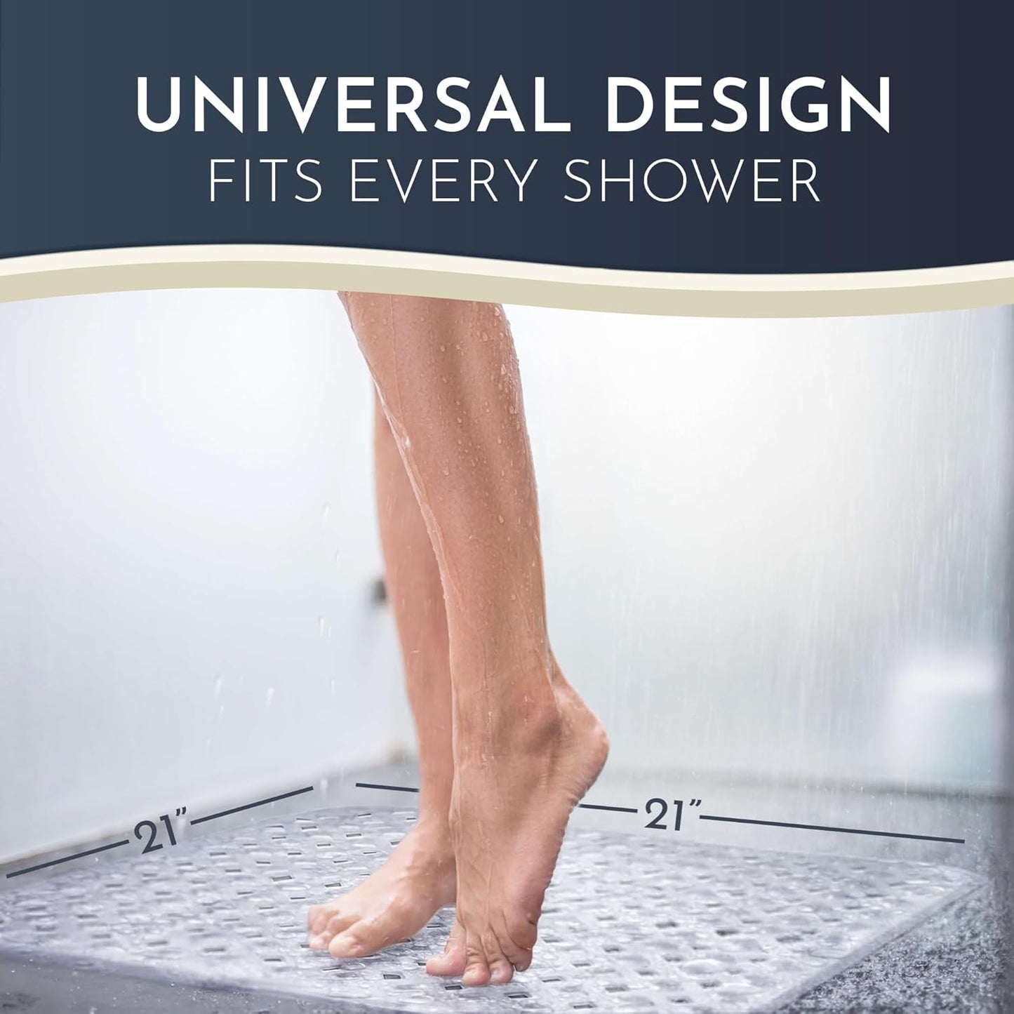 Homerella Anti Slip Shower Mat | Anti Mold Non Slip Bathtub Mat for Inside Shower | Square Floor