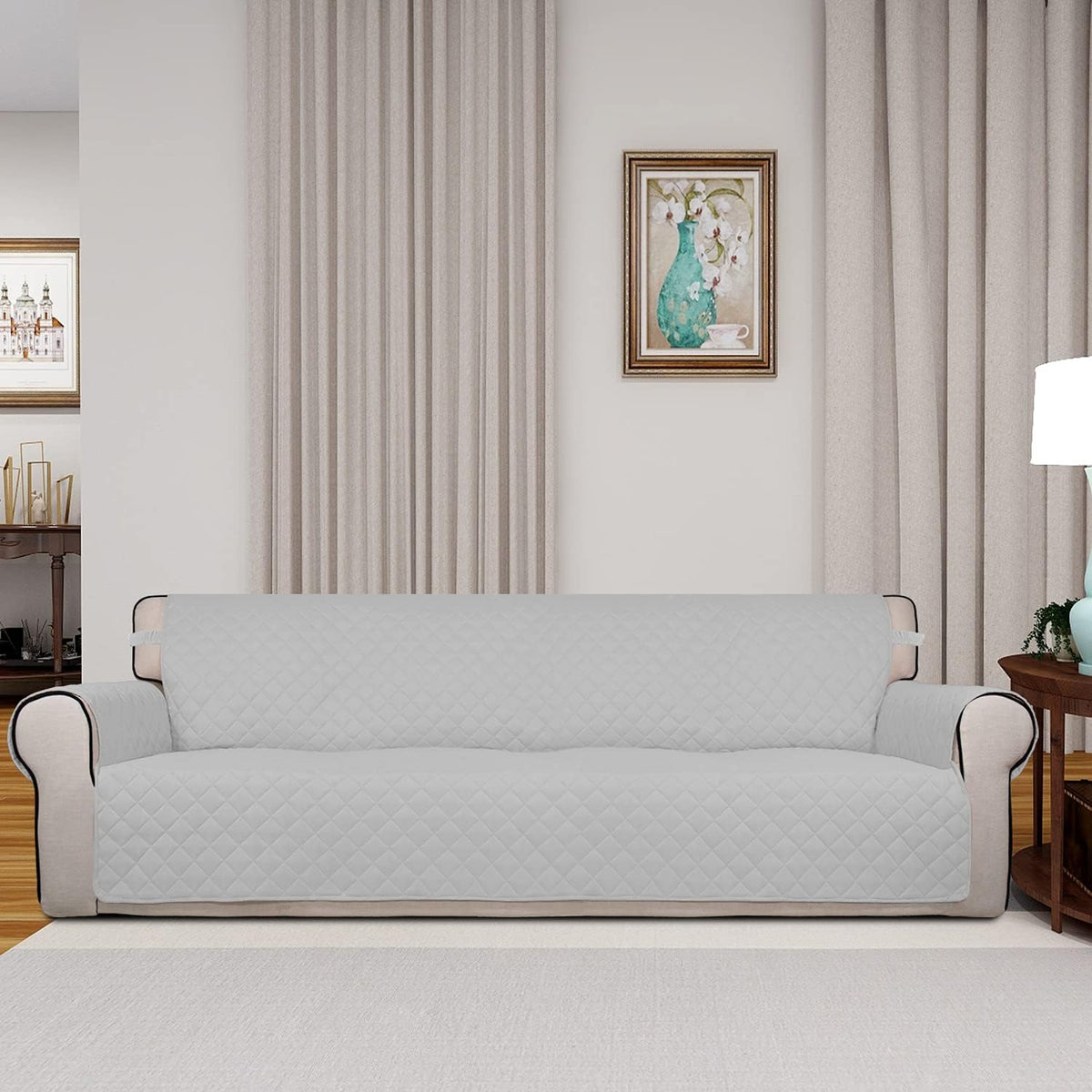 PureFit Reversible Quilted Sofa Cover, Water Resistant Slipcover Furniture Protector, Washable