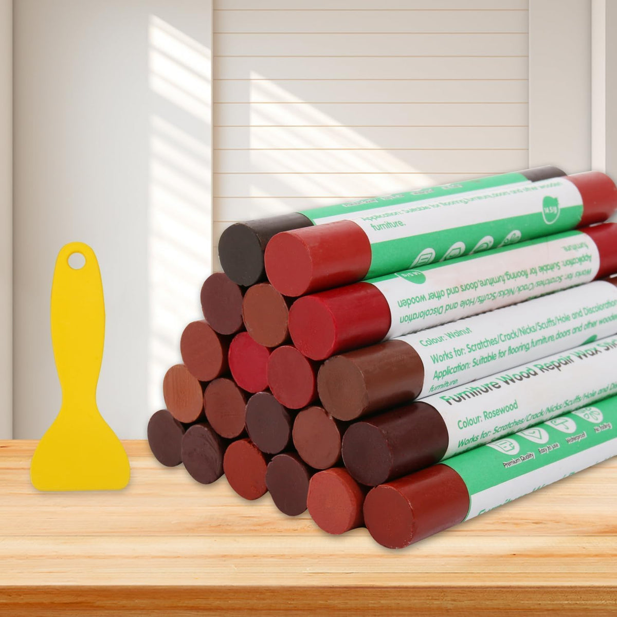 Furniture Markers Touch Up, 20 Colors Wood Filler Sticks, Wood Wax Crayons for Repairing Scratches
