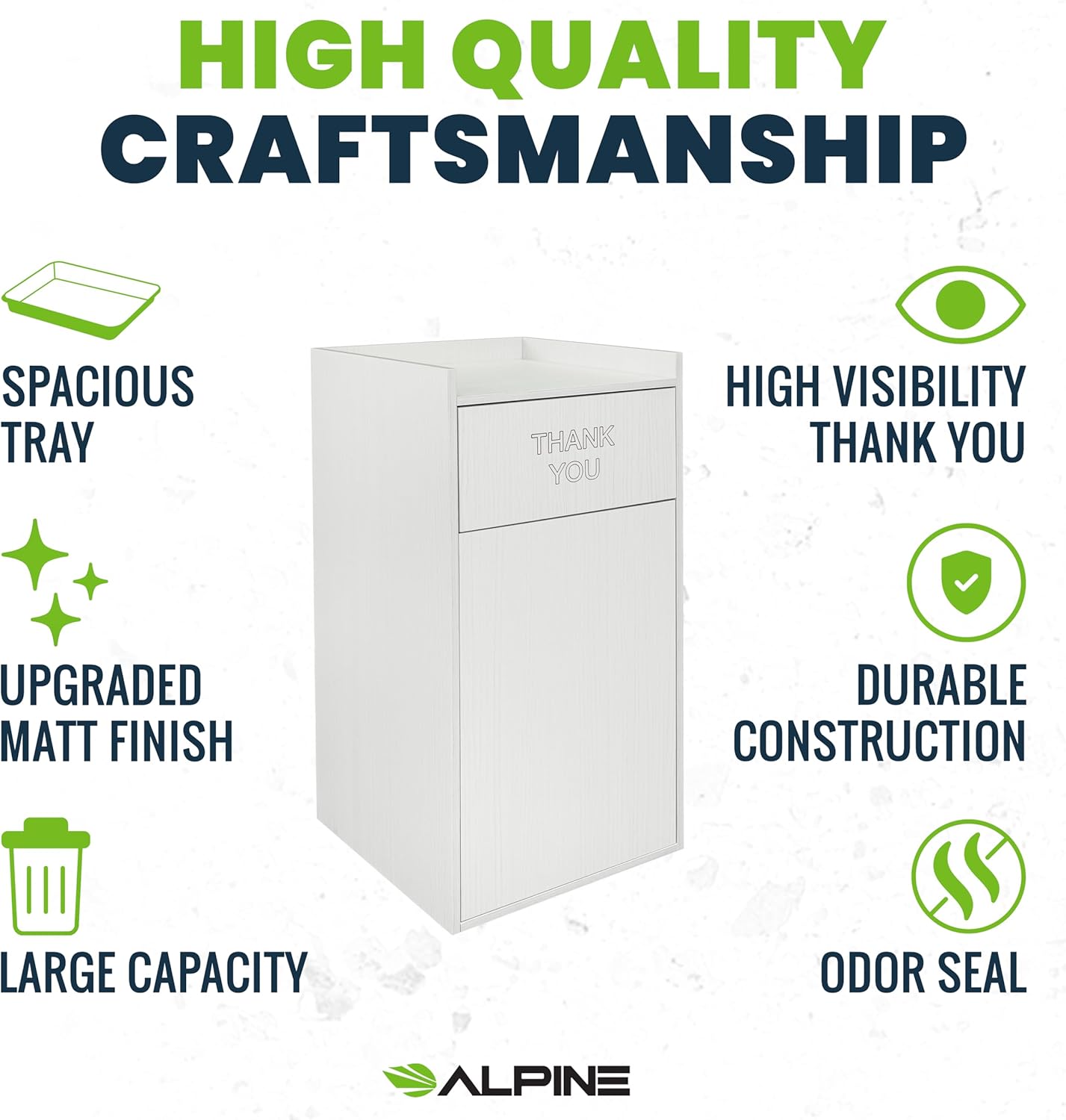 Alpine Restaurant Trash Can Cabinet with Tray Holder - Commercial 40 Gallon Garbage Receptacle