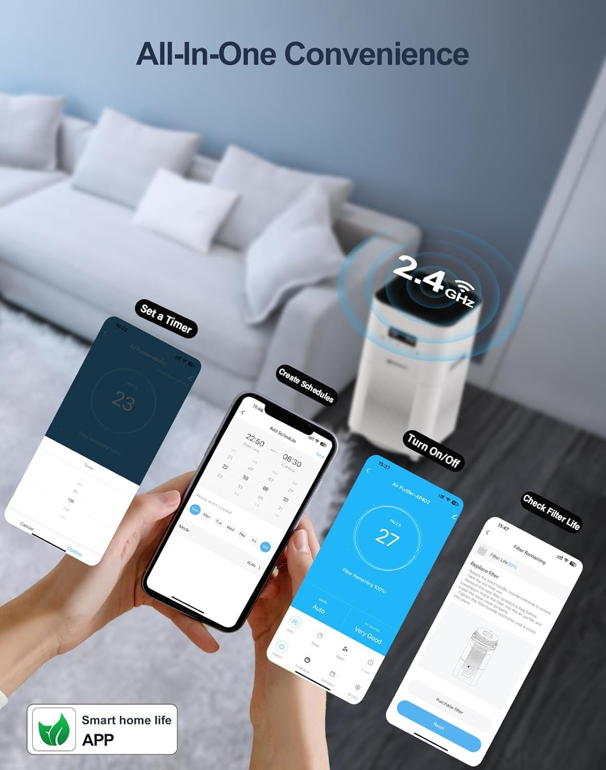 Dayette Smart WIFI Air Purifiers for Home Large Room Up to 3000 Sq Ft, APP & Alexa Control Air