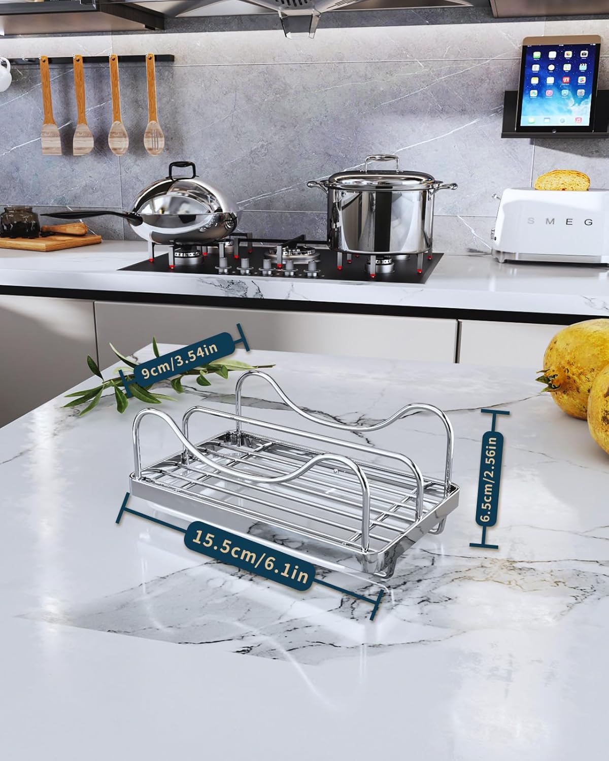 Consumest Sponge Holder for Kitchen Sink - Movable Sink Caddy for Countertop Organizer, 304
