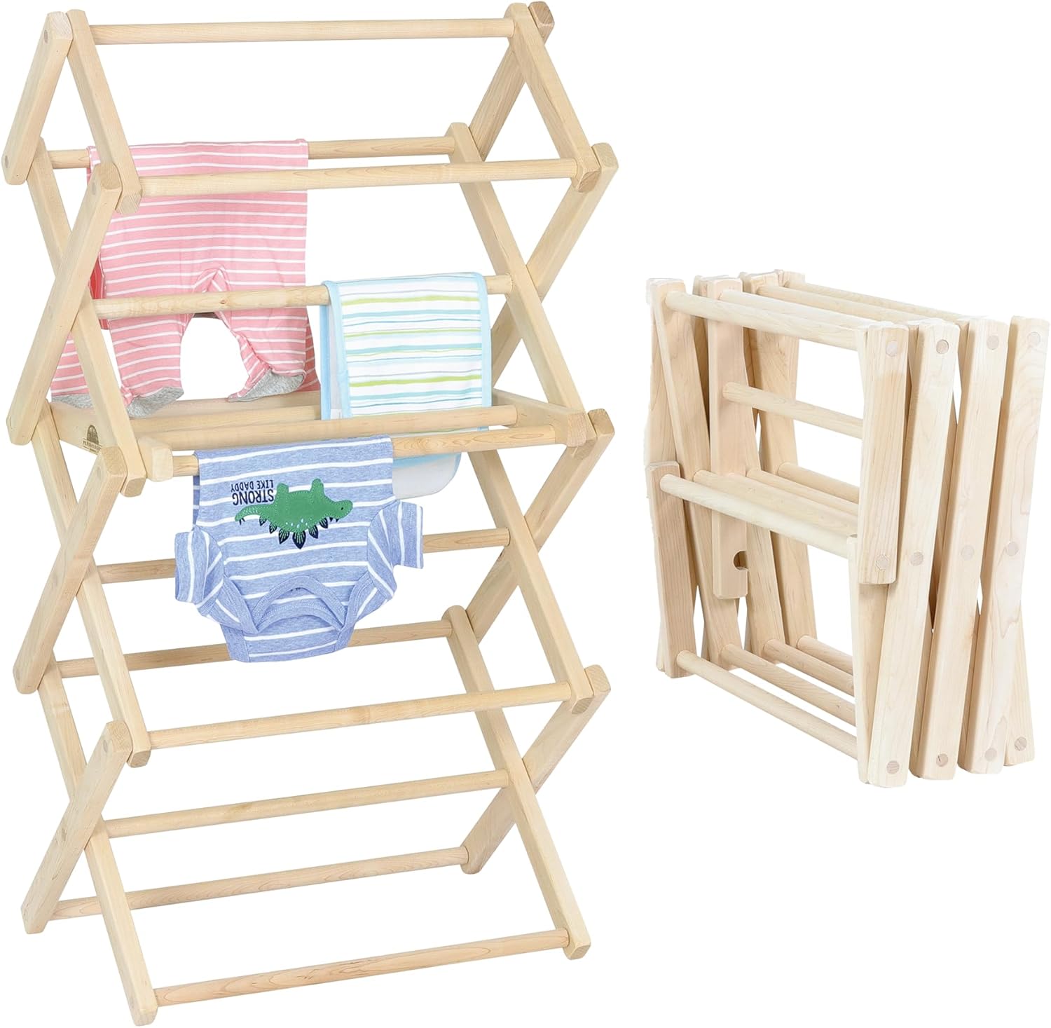 Pennsylvania Woodworks Clothes Drying Rack: Solid Maple Hard Wood Laundry Rack for Baby Clothes