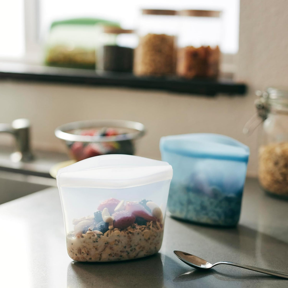 Stasher Premium Silicone Reusable Food Storage Bowl, Deep Ocean, Microwave, Sous Vide, Dishwasher