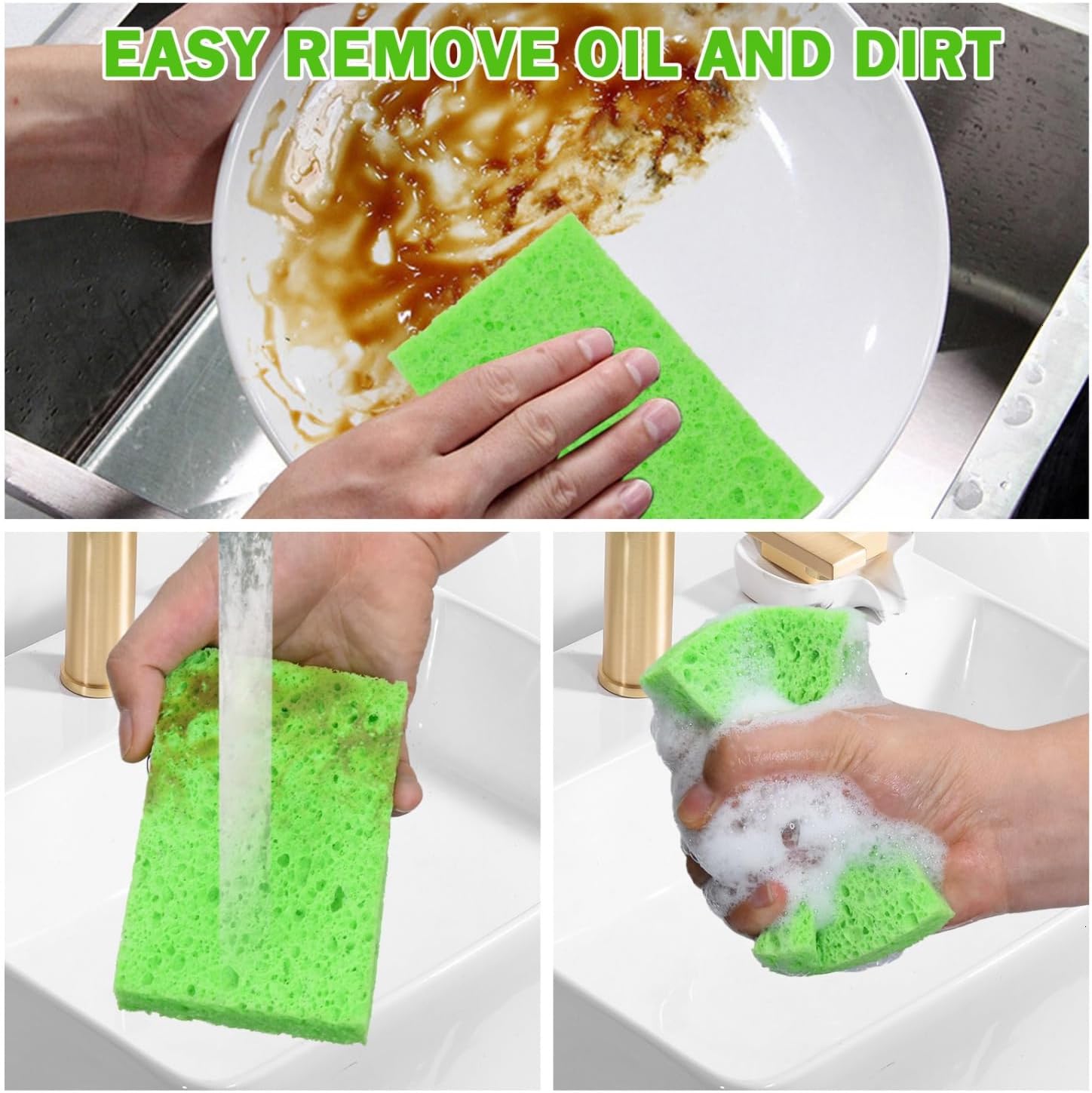 YoleShy 24 Pack Kitchen Sponges Natural Cellulose Compressed Sponges for Cleaning Reusable Dish