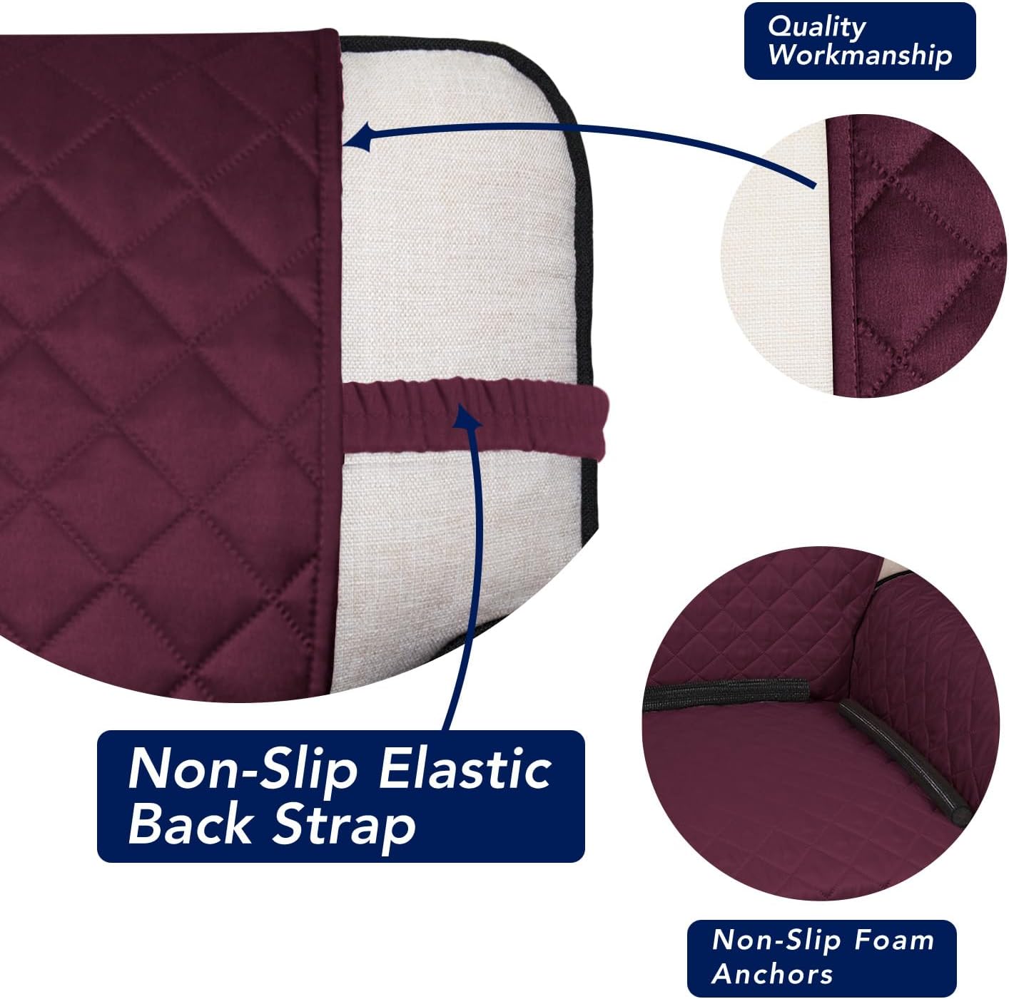 PureFit Reversible Quilted Sofa Cover, Water Resistant Slipcover Furniture Protector, Washable