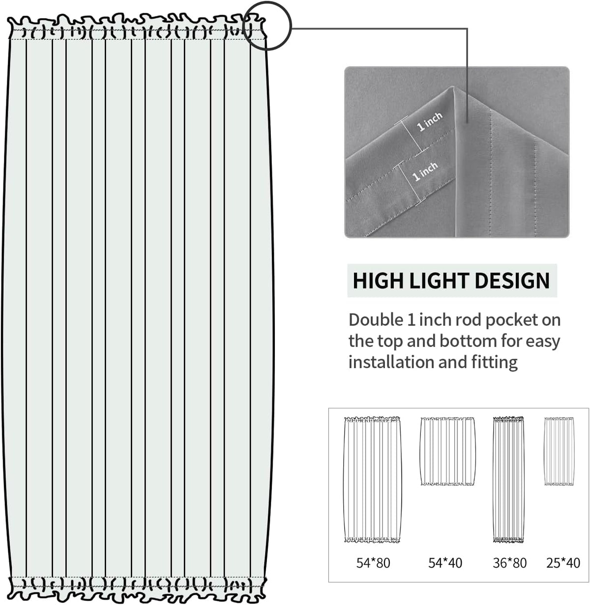 DWCN French Door Curtains – Rod Pocket Thermal Blackout Curtain for Doors with Glass Window