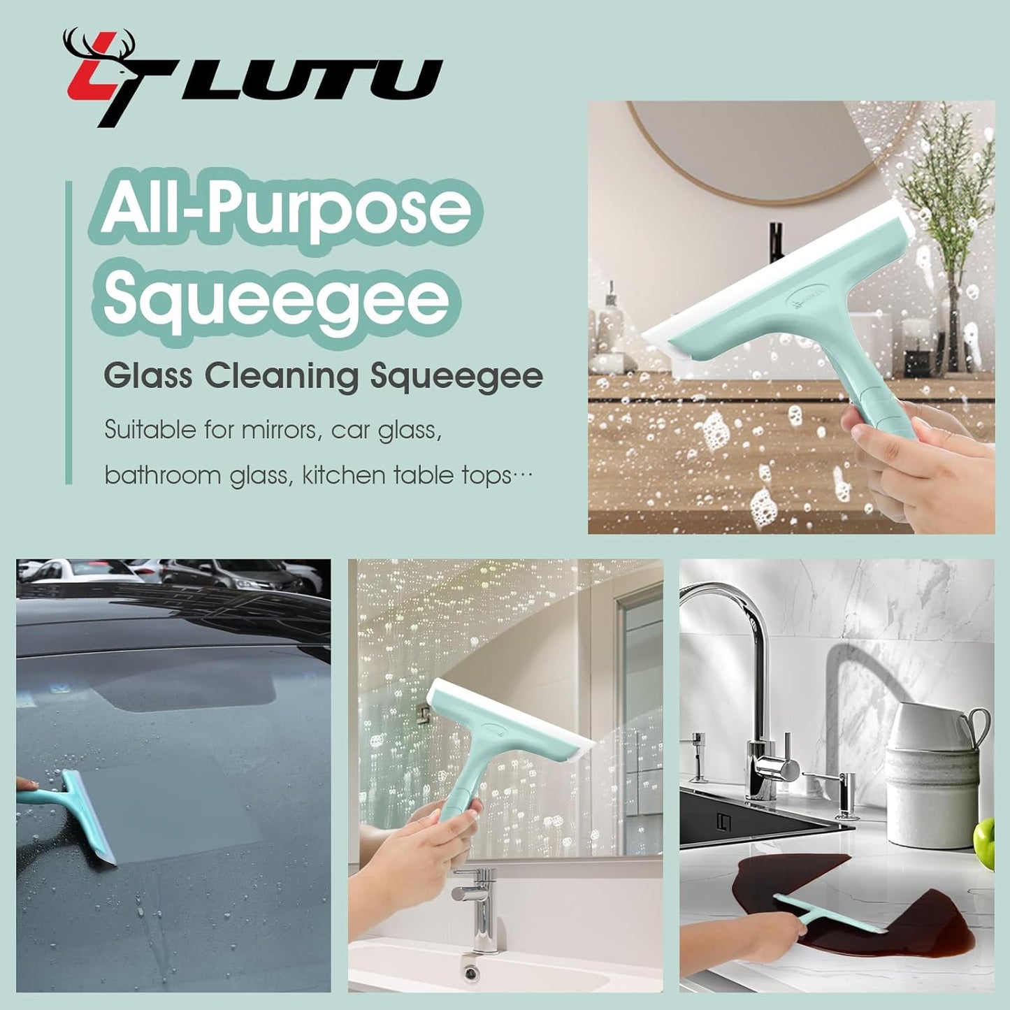 Shower Squeegee for Glass Doors, Bathroom Squeegee for Shower, Mini Window Squeegee, Home Bathroom