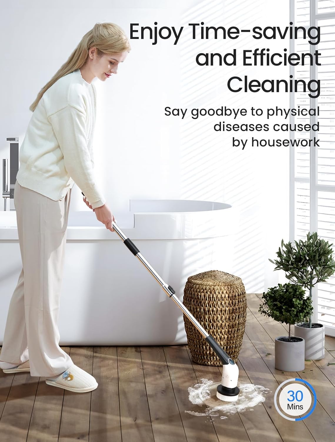 Electric Spin Scrubber, 2025 New Cordless Shower Cleaning Brush with 8 Replaceable Brush Heads, 3