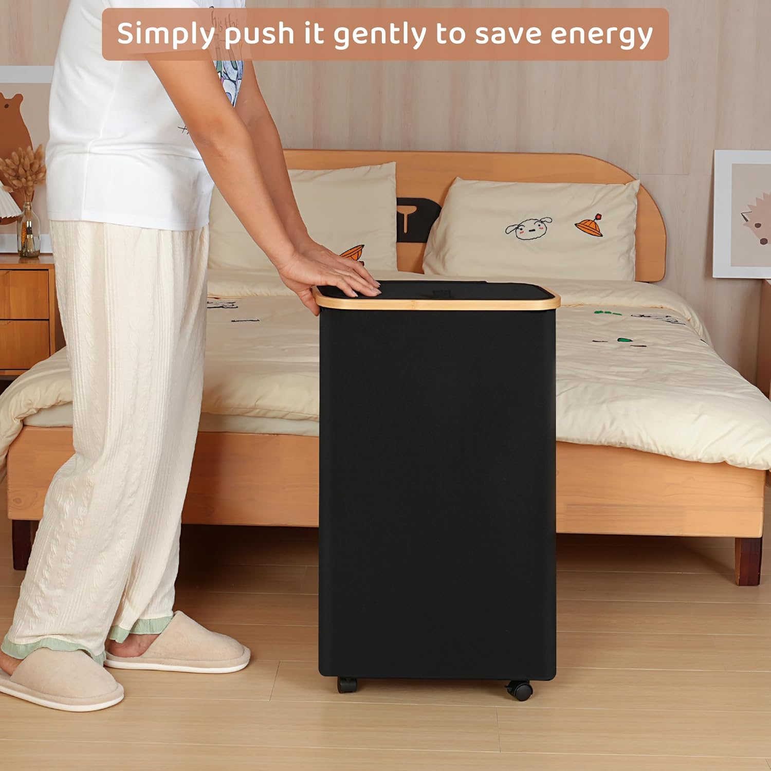 Slim Laundry Hamper with Wheels,Narrow Hampers for Laundry,Freestanding Laundry Basket with