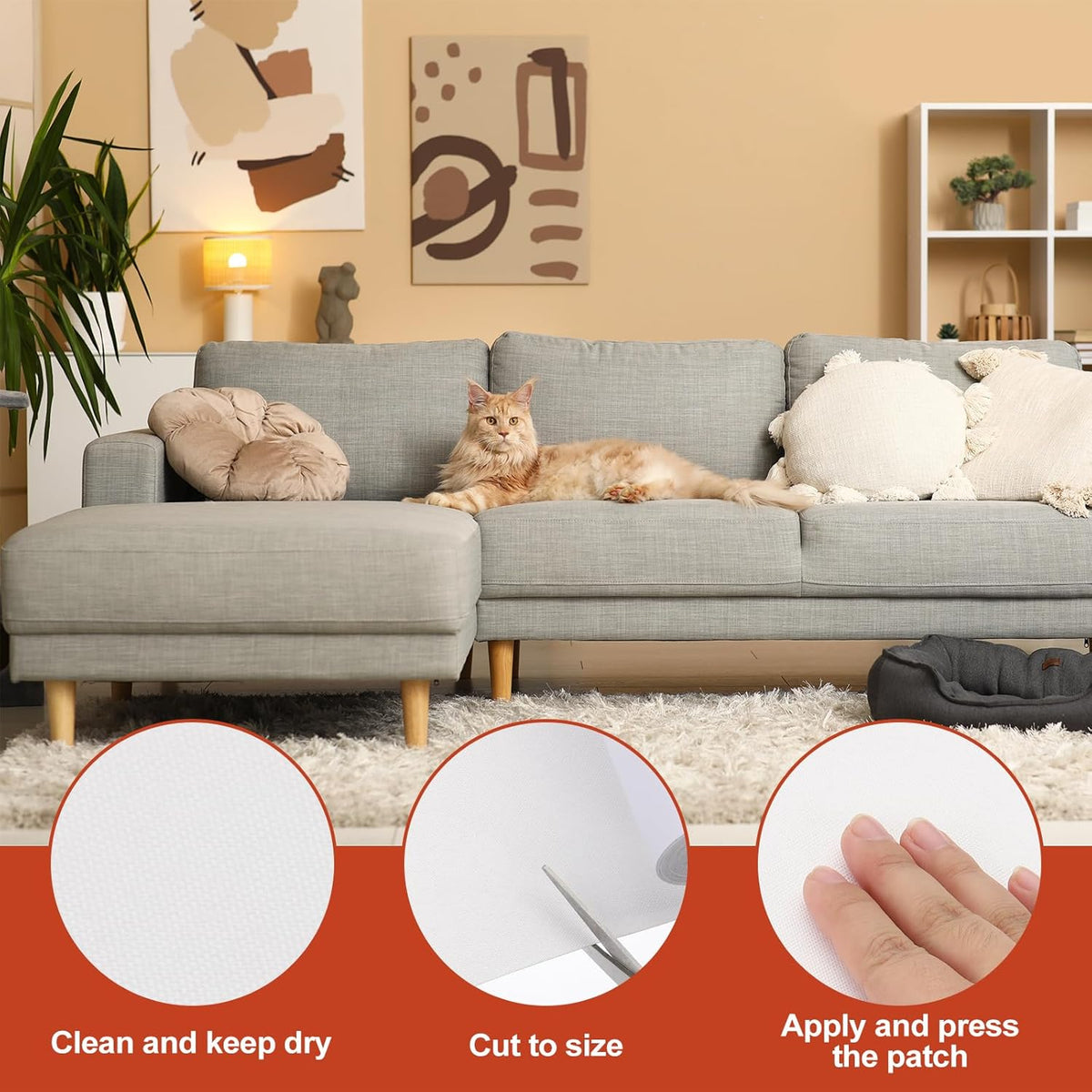 PATIKIL 70x4.4 Inch Linen Repair Tape, Repair Fabric Patch Self Adhesive Couch Patch Line Repair