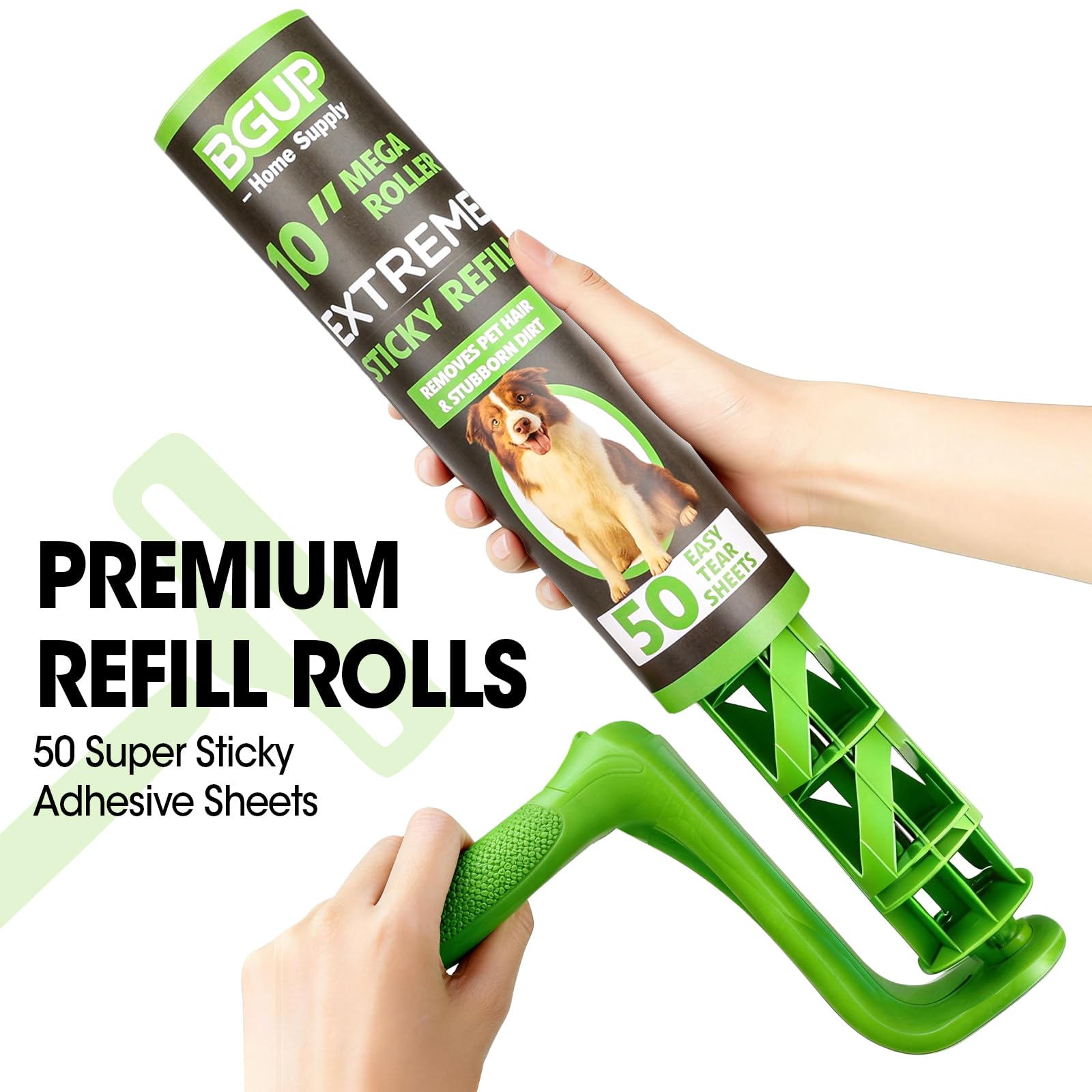 BGUP 10 Inch Lint Roller Refills, 6 Rolls 300 Sheets Large Lint Rollers for Pet Hair Extra Sticky