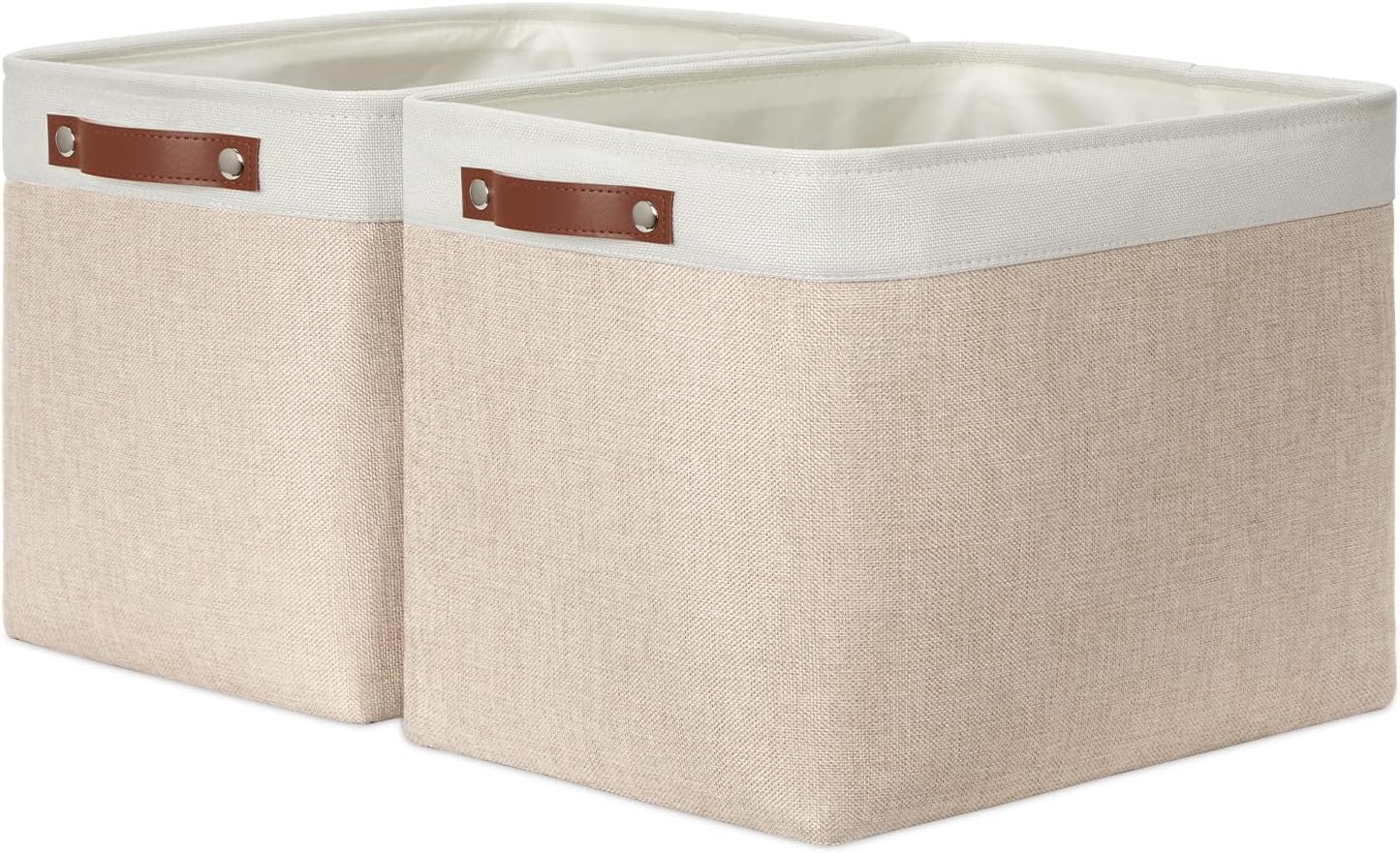 DULLEMELO 2-Pack Large Storage Baskets for Organizing 16"x12"x12" Canvas Fabric Storage Basket Bins
