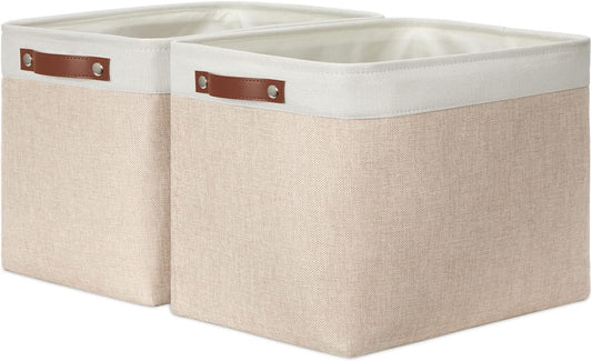 DULLEMELO 2-Pack Large Storage Baskets for Organizing 16"x12"x12" Canvas Fabric Storage Basket Bins