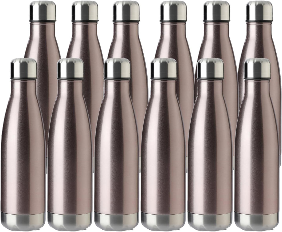 MEWAY 17oz Sport Water Bottle 12 Pack Vacuum Insulated Stainless Steel Leak-Proof Double Wall Cola