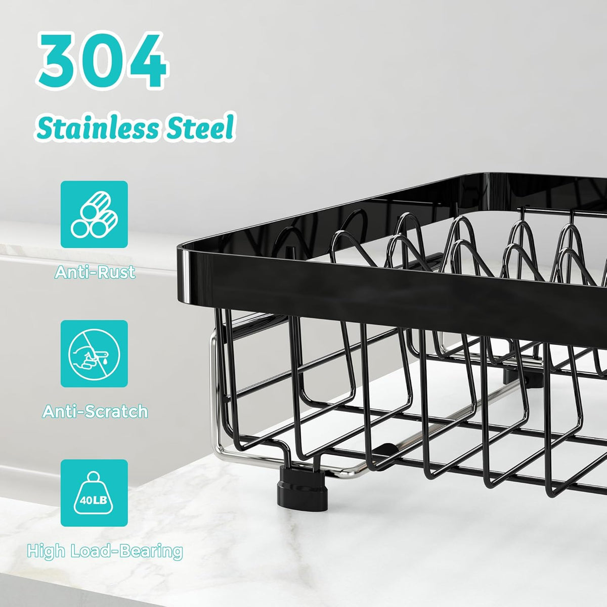Small Expandable Over The Sink Dish Drainer Drying Rack In Stainless Steel Metal For Kitchen