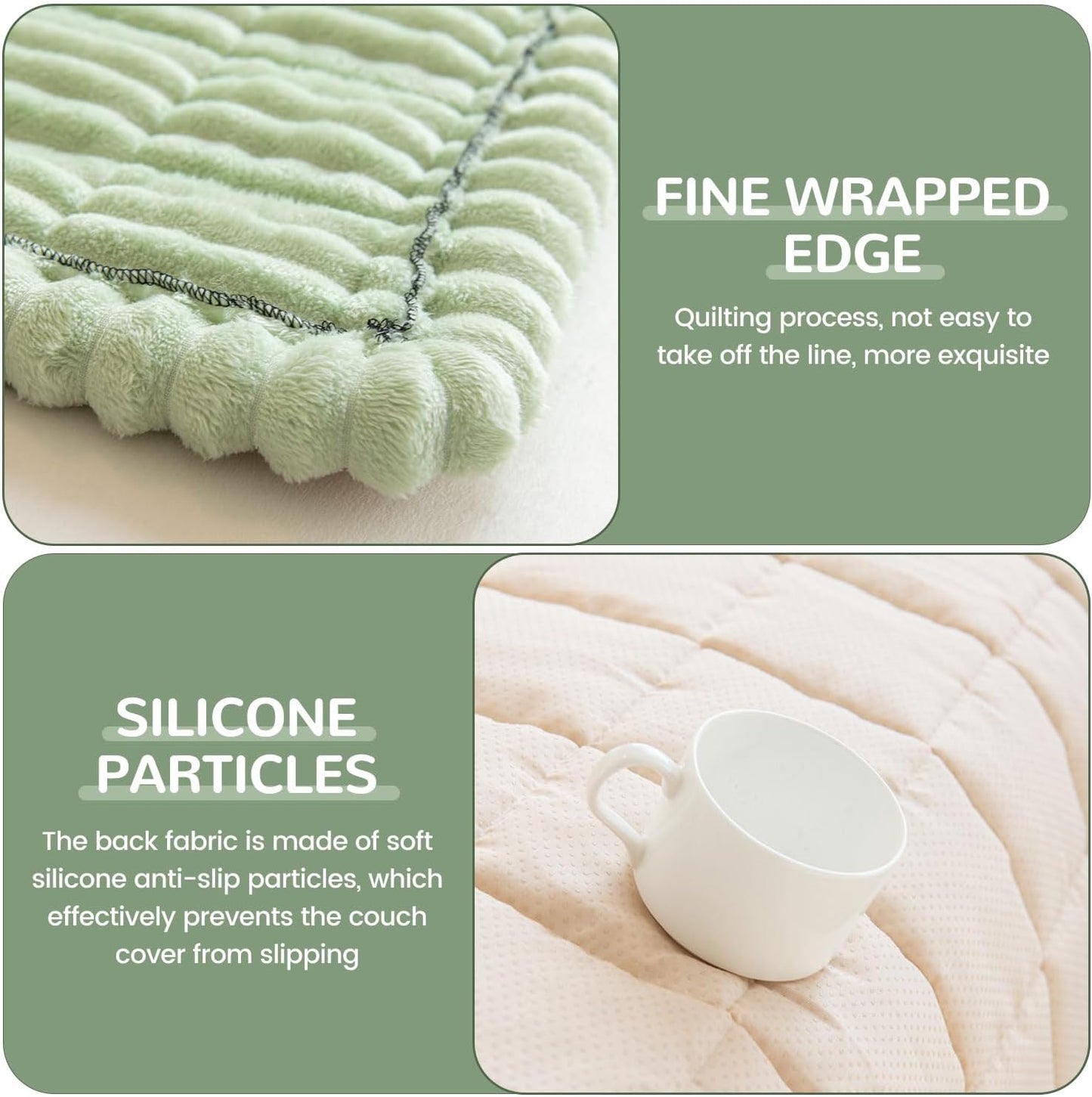 OTOB Couch Covers for 3 Cushion Sofa Pet Friendly, Plush Fuzzy Non Slip Sofa Covers Washable, Soft