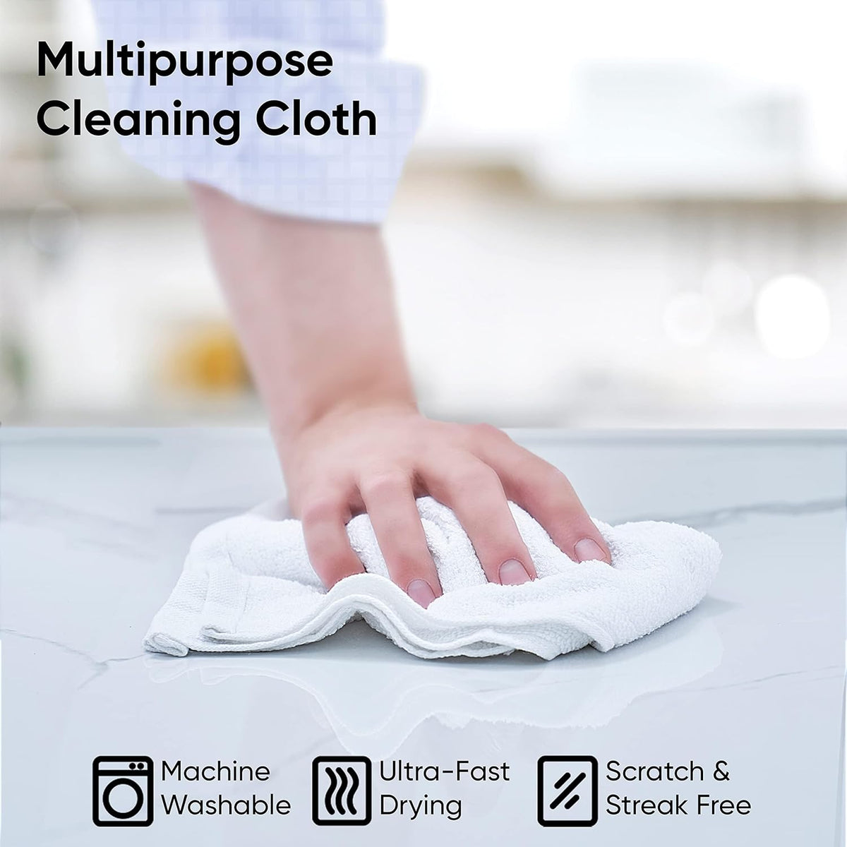 Superio Terry Cloth Rags White Washcloths 100% Cotton 12" Cleaning Cloths, Kitchen Towels, Facial