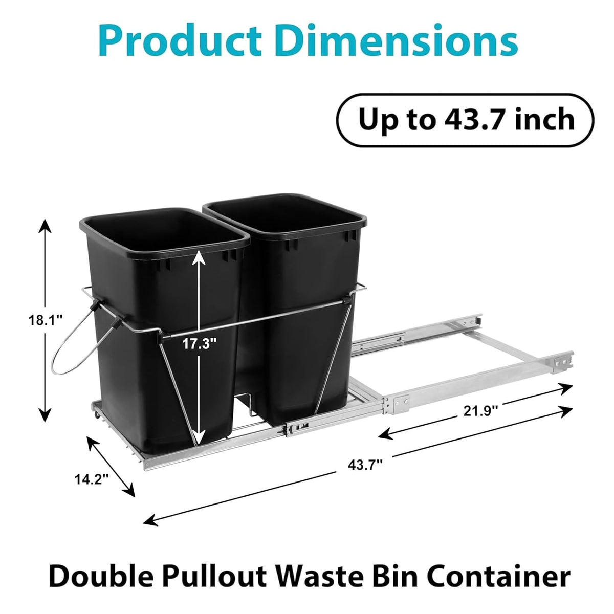 SUPER DEAL Double 35-Quart Pull Out Trash Can Under Cabinets Under Sink Garbage Sliding Waste Bin